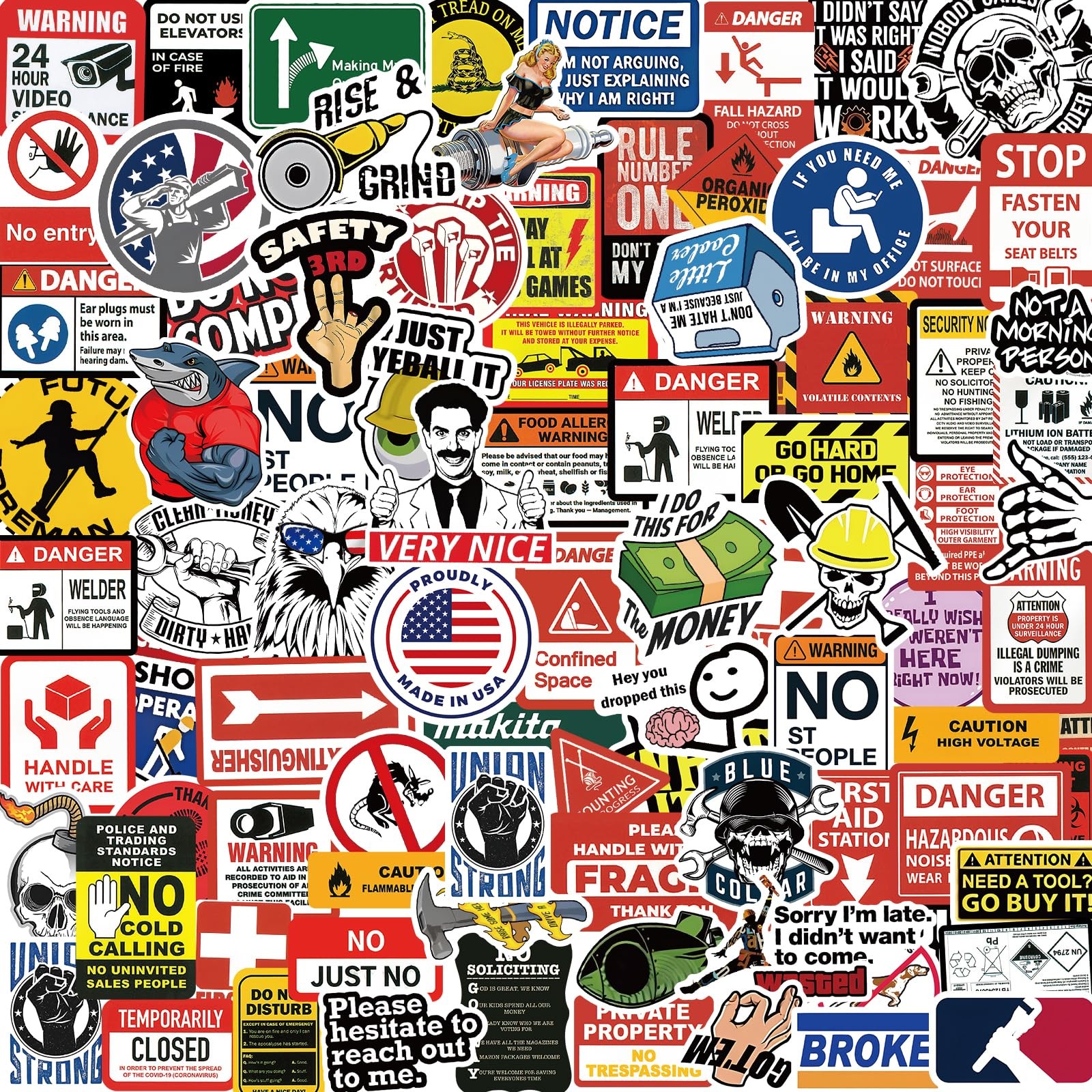 160Pcs Funny Blue Collar Hard Hat Stickers for 160pcs