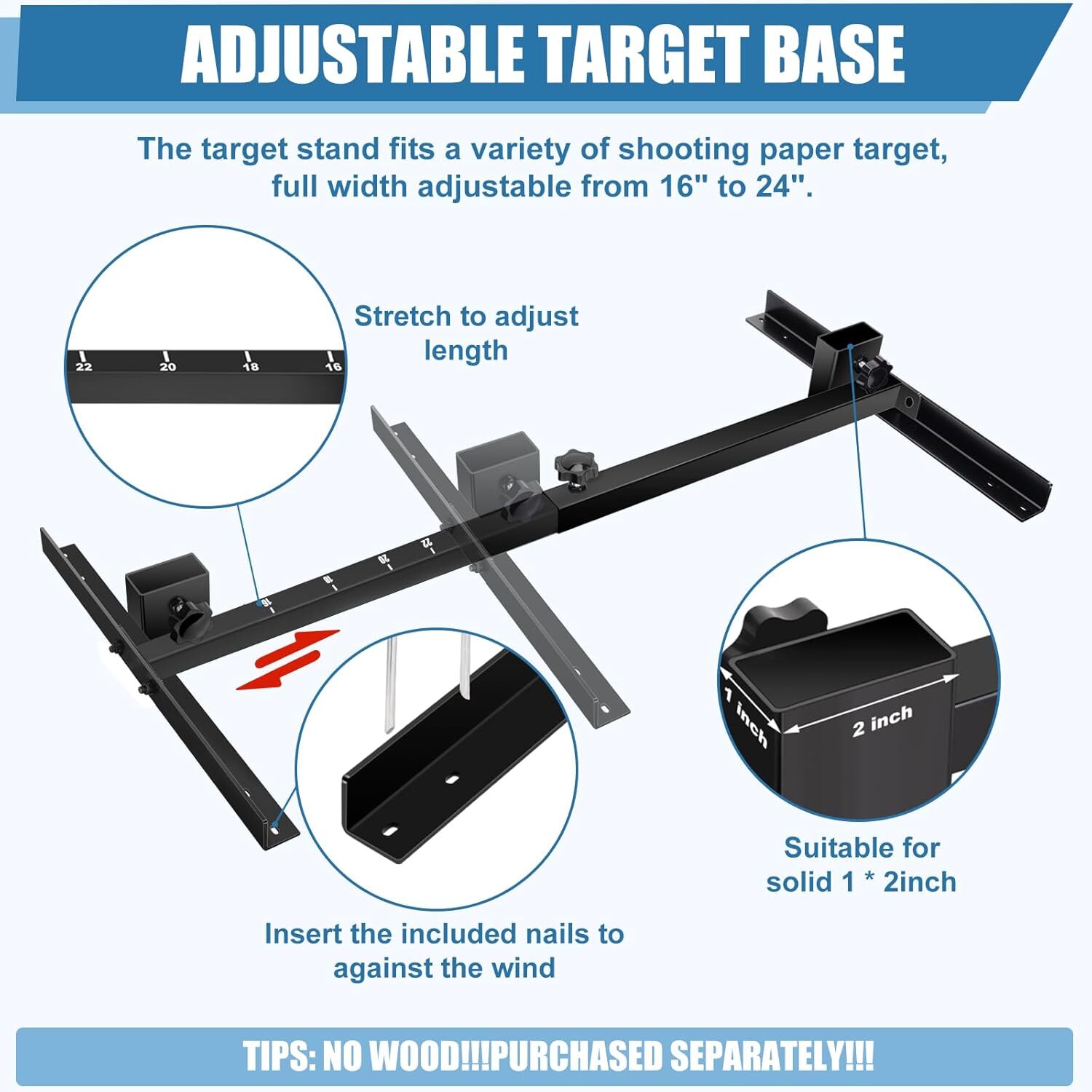 2Pack Metal Shooting Target Stand Base,Adjustable Paper Target Holder USPSA/IPSC