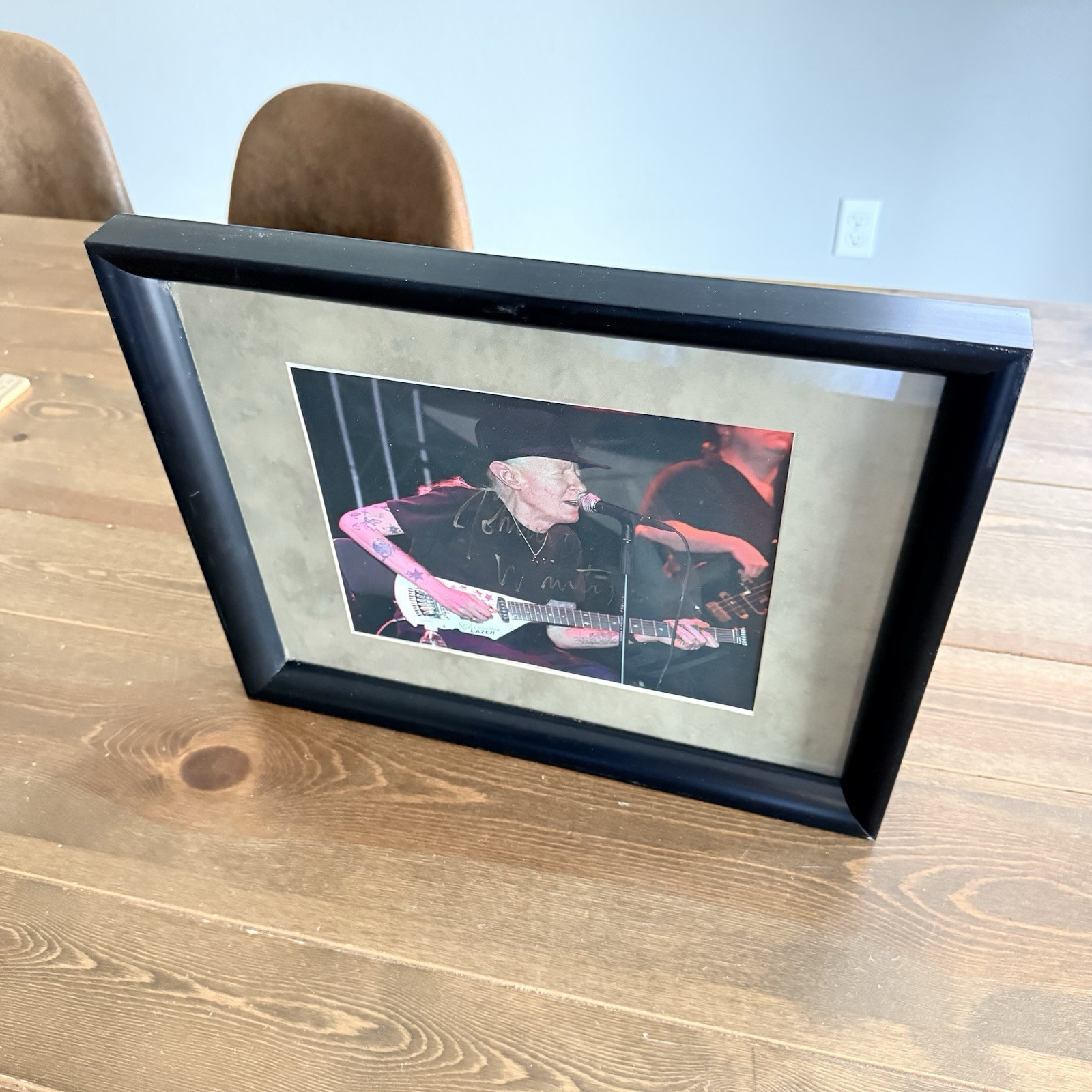 JOHNNY WINTER Signed Autograph 15x12" Framed Photo