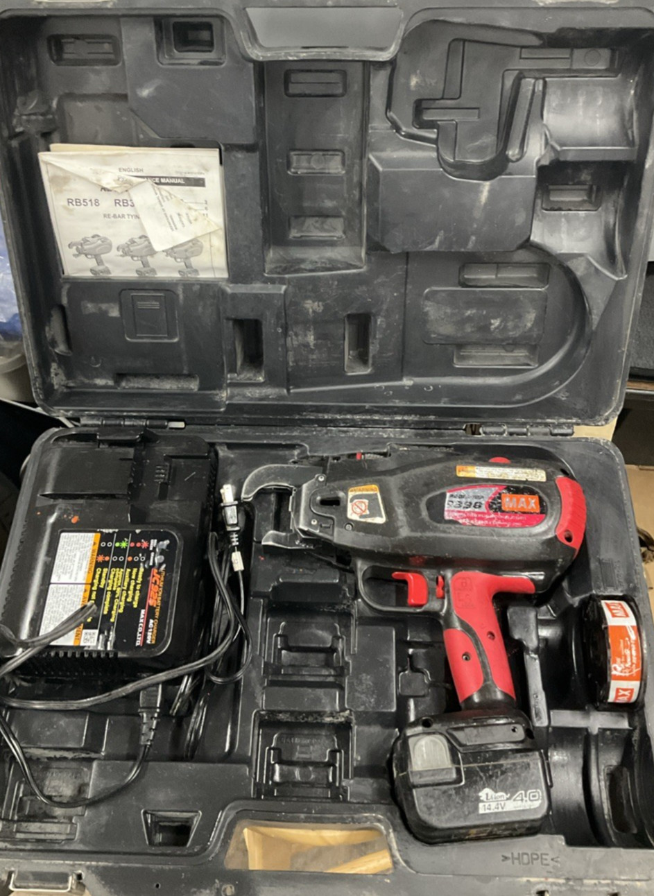 MAX RB398 Rebar Tying Tool 14.4V Cordless Rebar Tier Gun w/ Charger Case