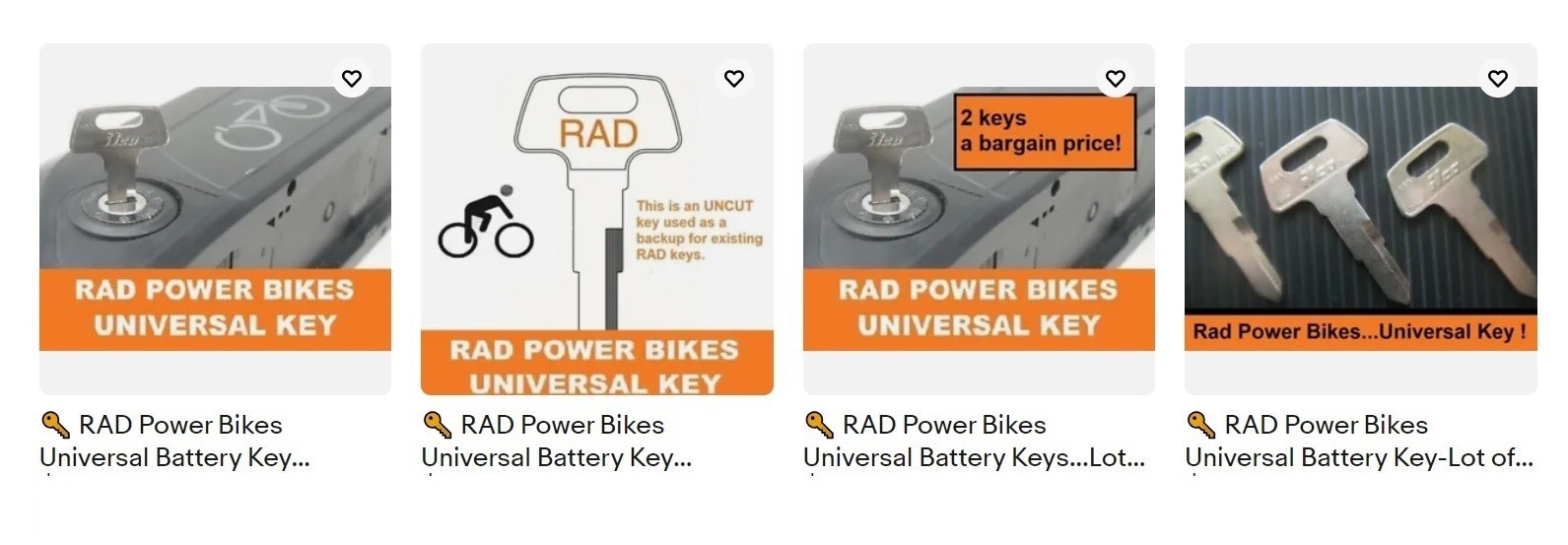 🔑RAD POWER BIKES 2 Universal Battery Keys $9.95 Free USPS Shipping w/track 🔑