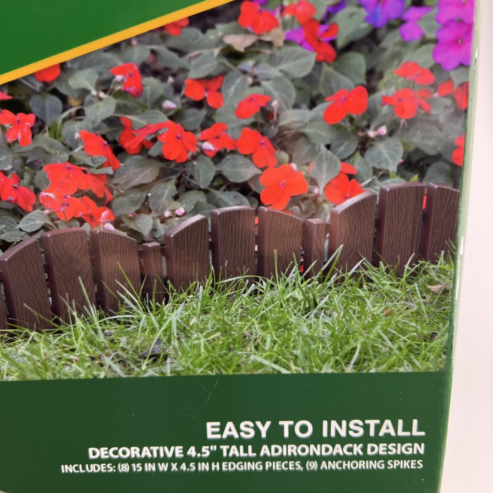 Vigoro 4.5" X 10ft Decorative Picket Fence Landscape Edging Kit Brown Lot of 2