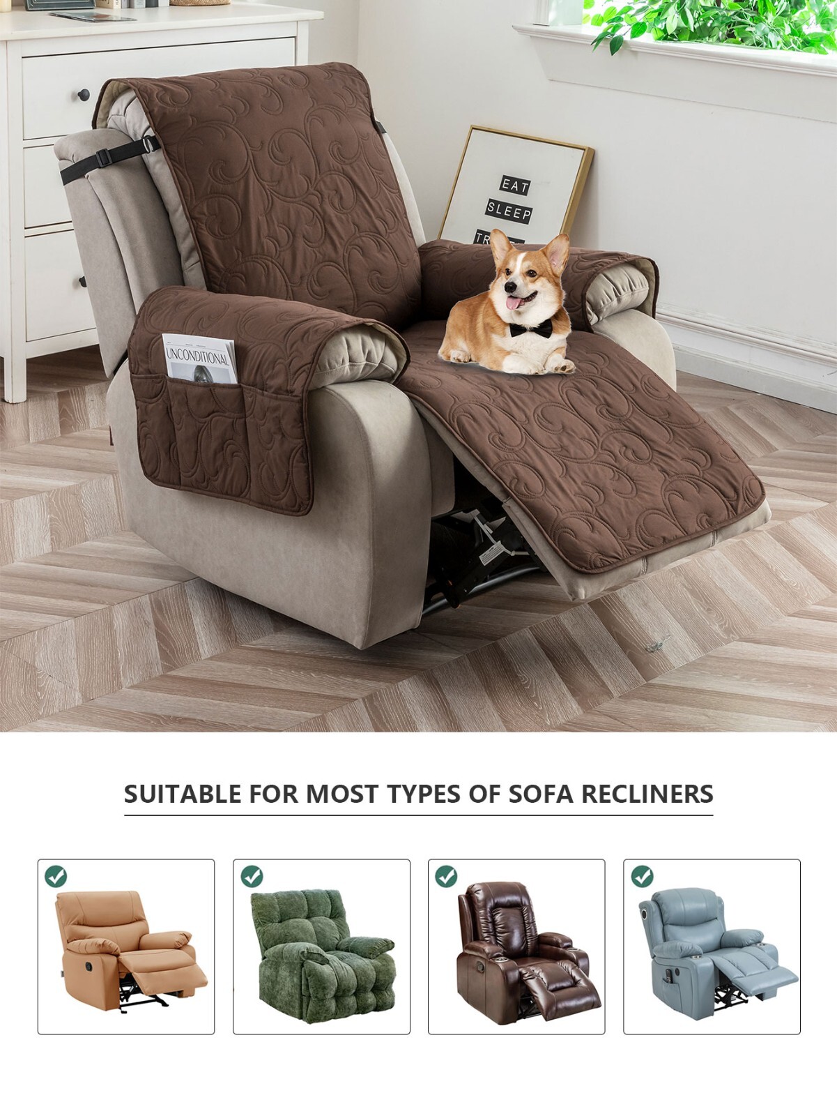 100% waterproof recliner cover, non-slip washable recliner cover, living room,