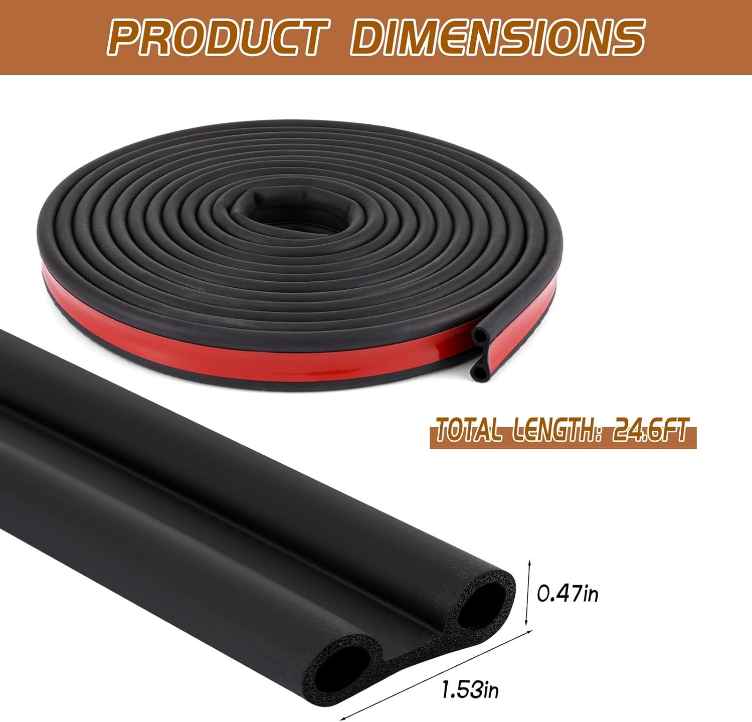 24.6 Ft Tonneau Cover Seal Strip, Universal Truck Bed Tailgate Seal Kit, Adhesiv