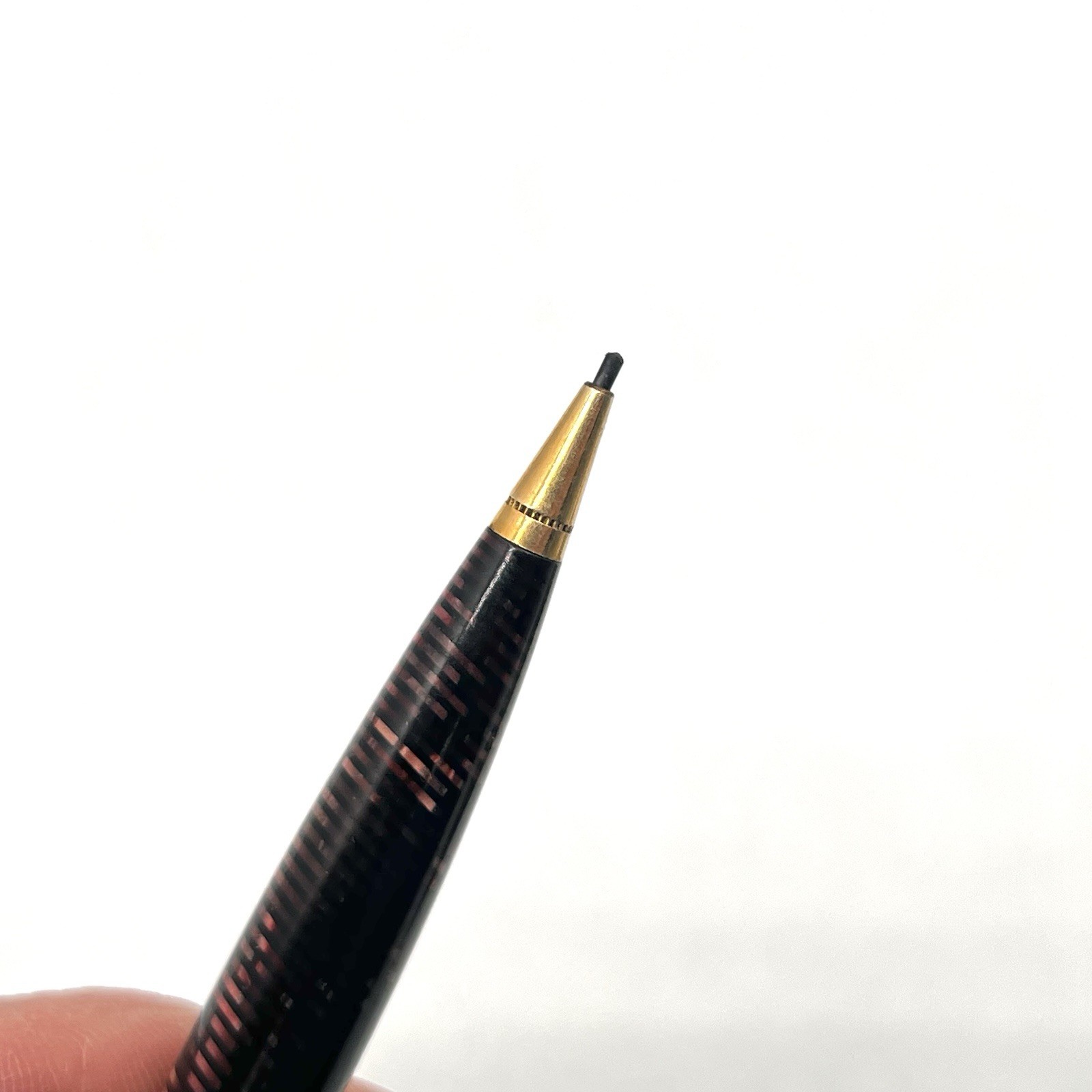 VTG Parker USA Pink Candy Striped Gold Trim 5" Twist Pencil