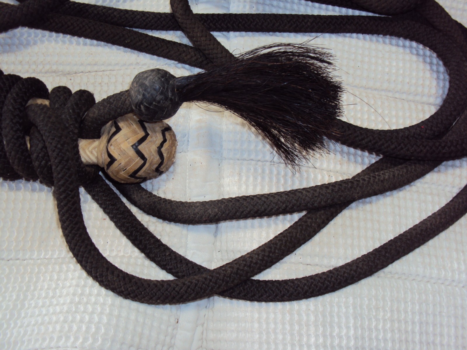 Western Rawhide Braided Bosal & Mecate Reins - Tassels - Full Size - GREAT