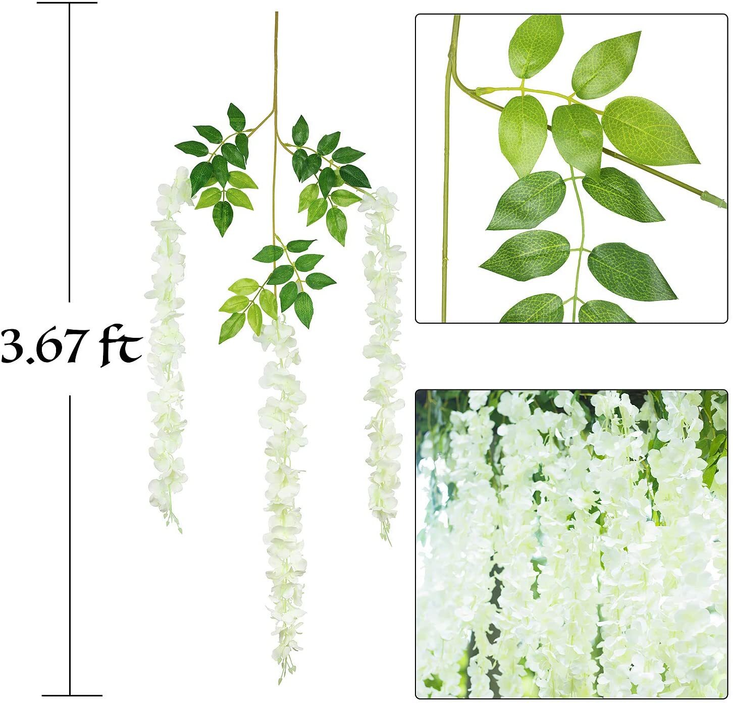 24× Artificial Wisteria Vine Hanging Flower 3.6 Ft Wedding Garden Colorful USA