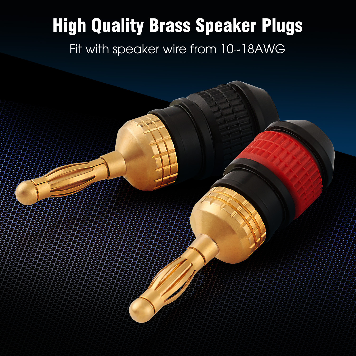 WGGE WG-008 24K Gold Safety Connector Banana Plugs (12 Pair (24 plugs))