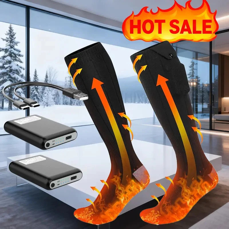 9000mAh Electric Heated Socks Foot Winter Warm Hunting Sock Rechargeable