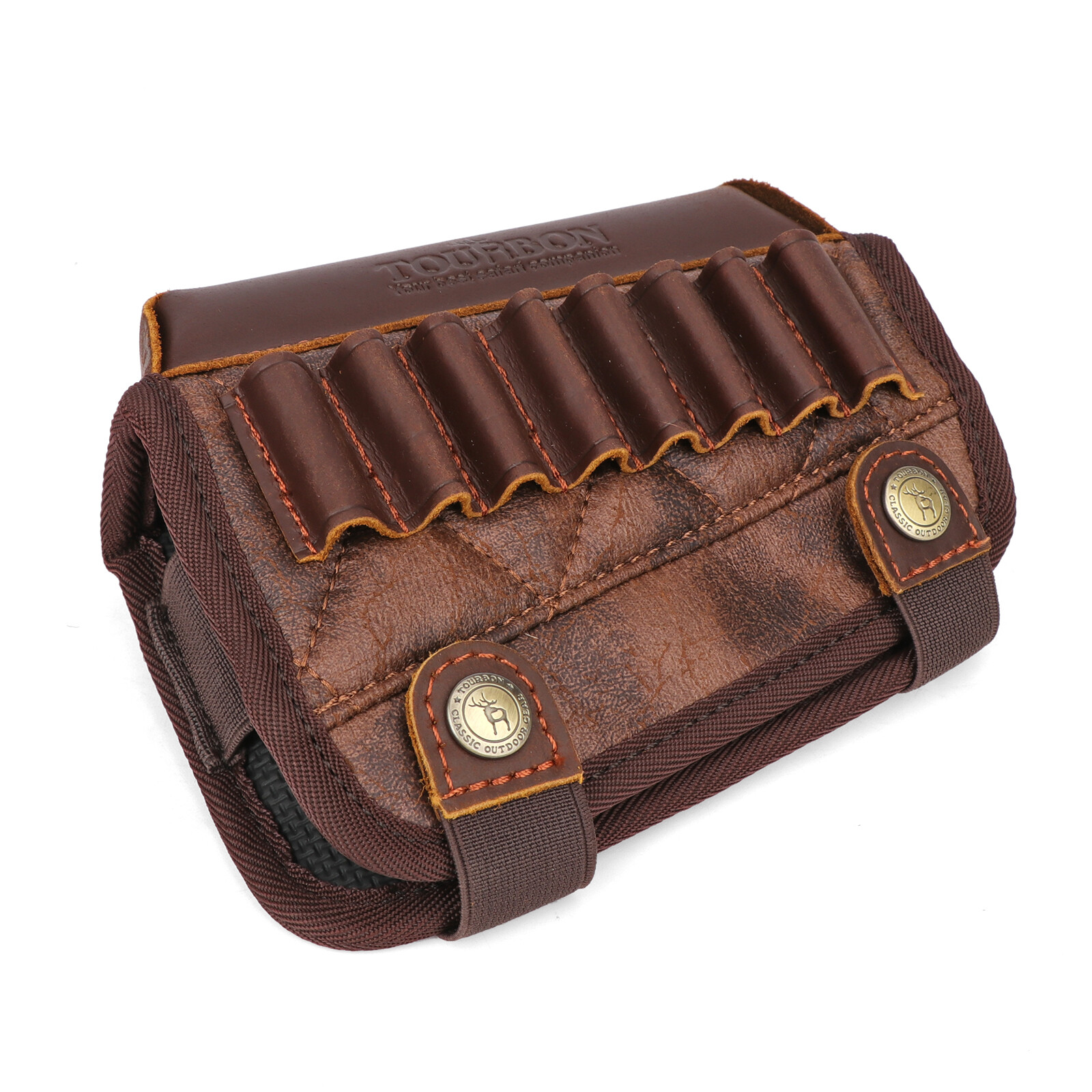 TOURBON PU Leather Cheek Riser Rest Rifle Buttstock Holder 308 WIN Ammo Carrier