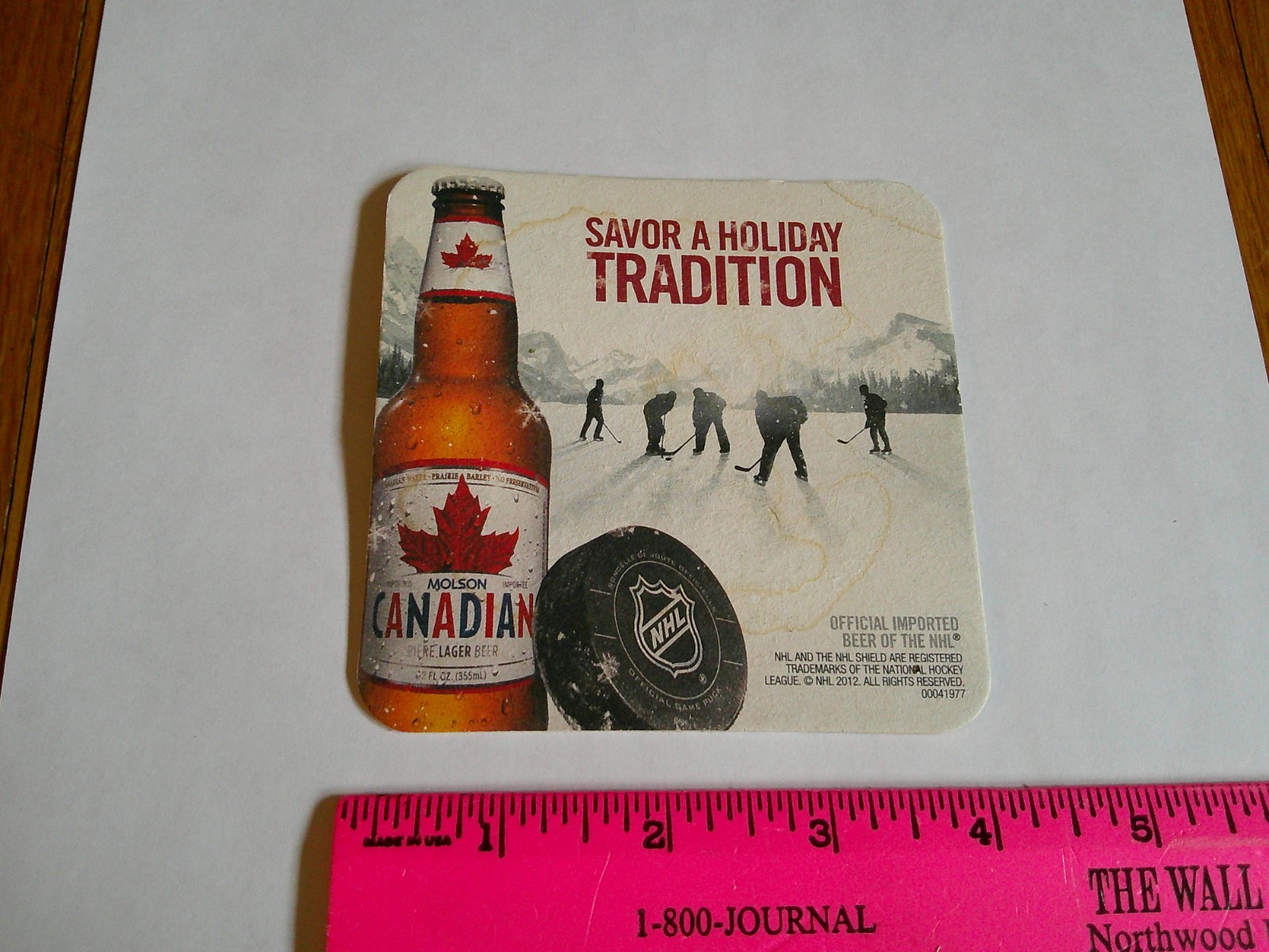 Molson Canadian Beer Coaster NHL Hockey Holiday Tradition 2012 Mat USED