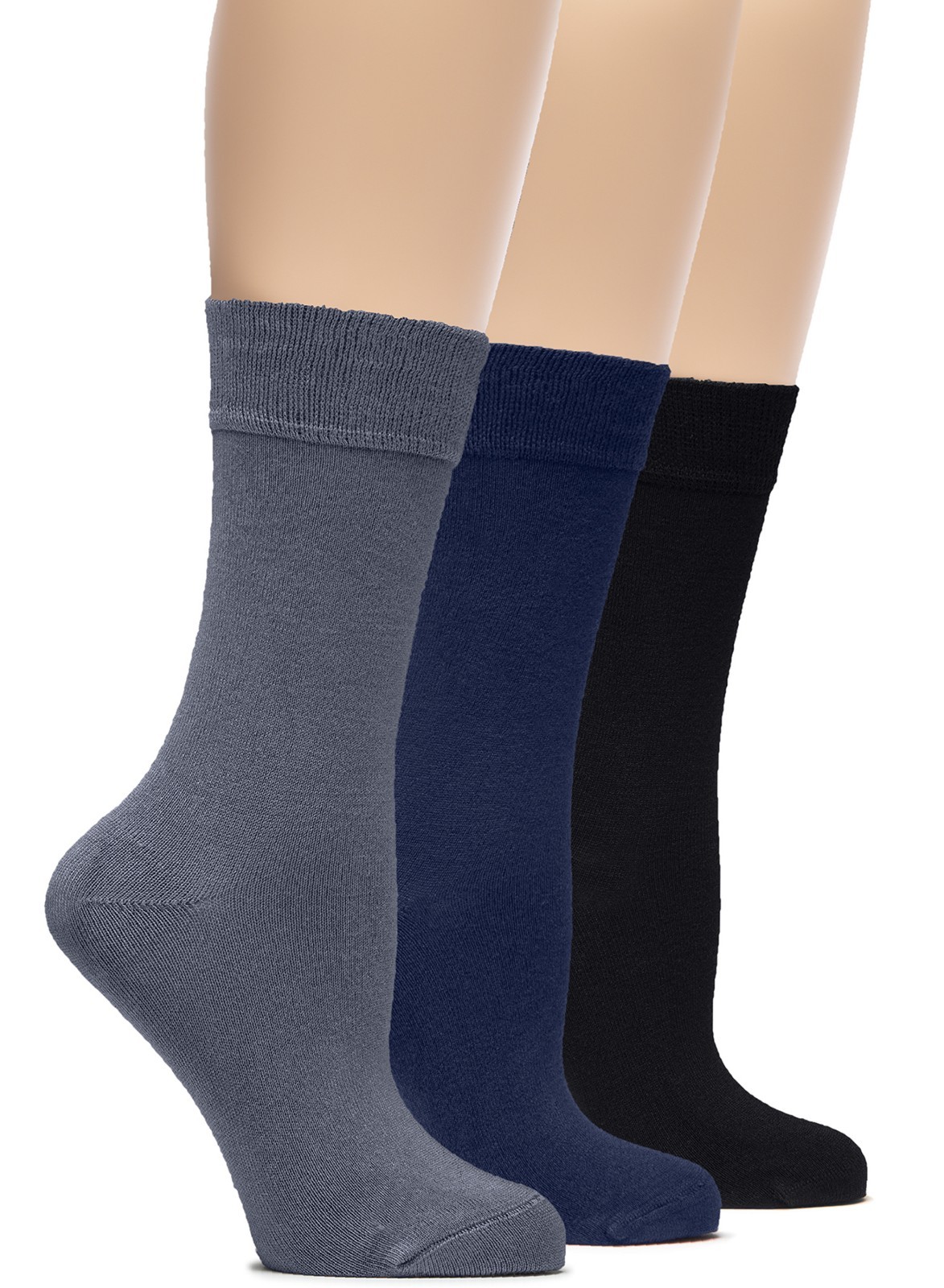 Women Bamboo Dress Sock, Casual, Busines Crew Sock,  3 Pairs, by Hugh Ugoli