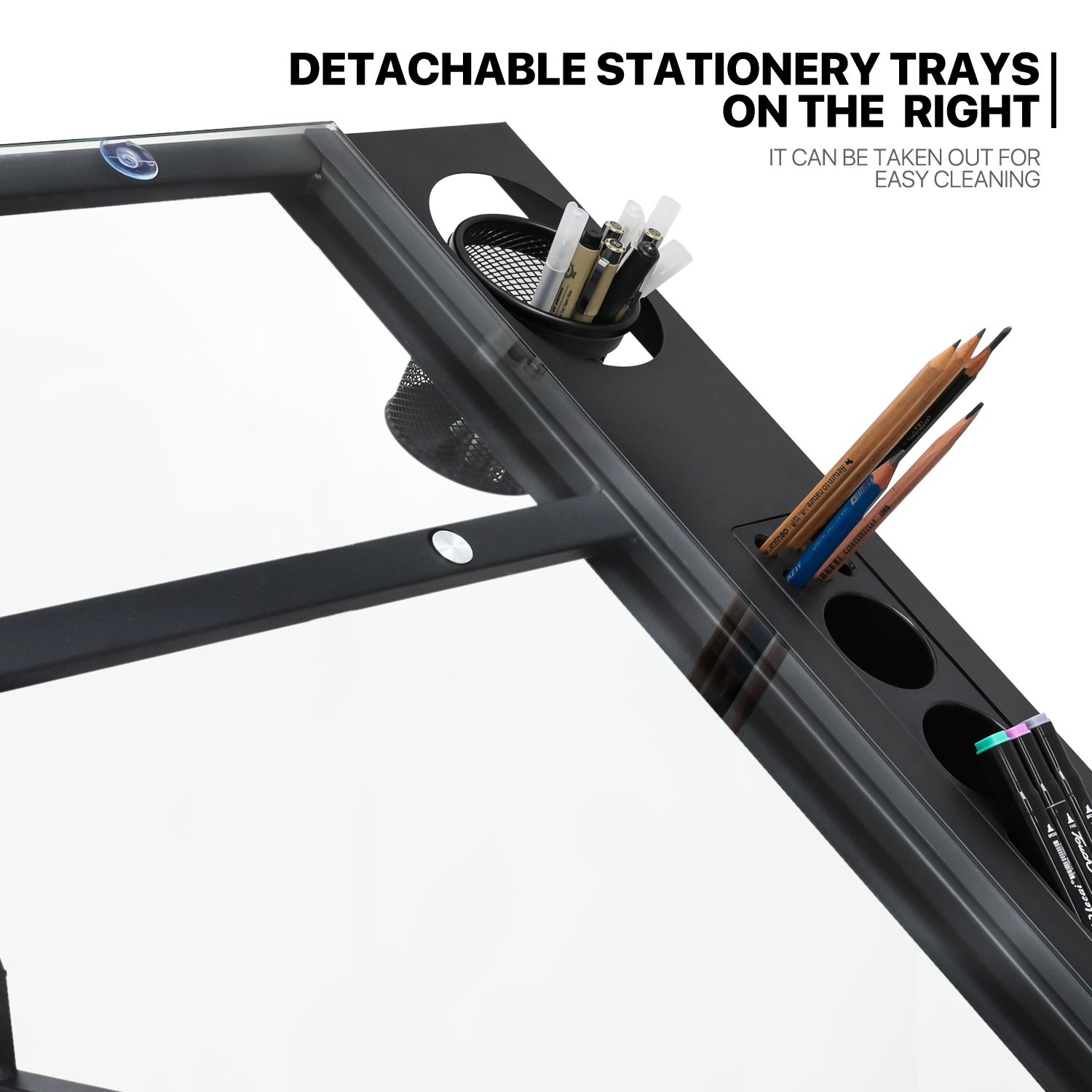 Drafting Table Adjustable Tempered Glass Art Craft Drawing Work Station w/Stool