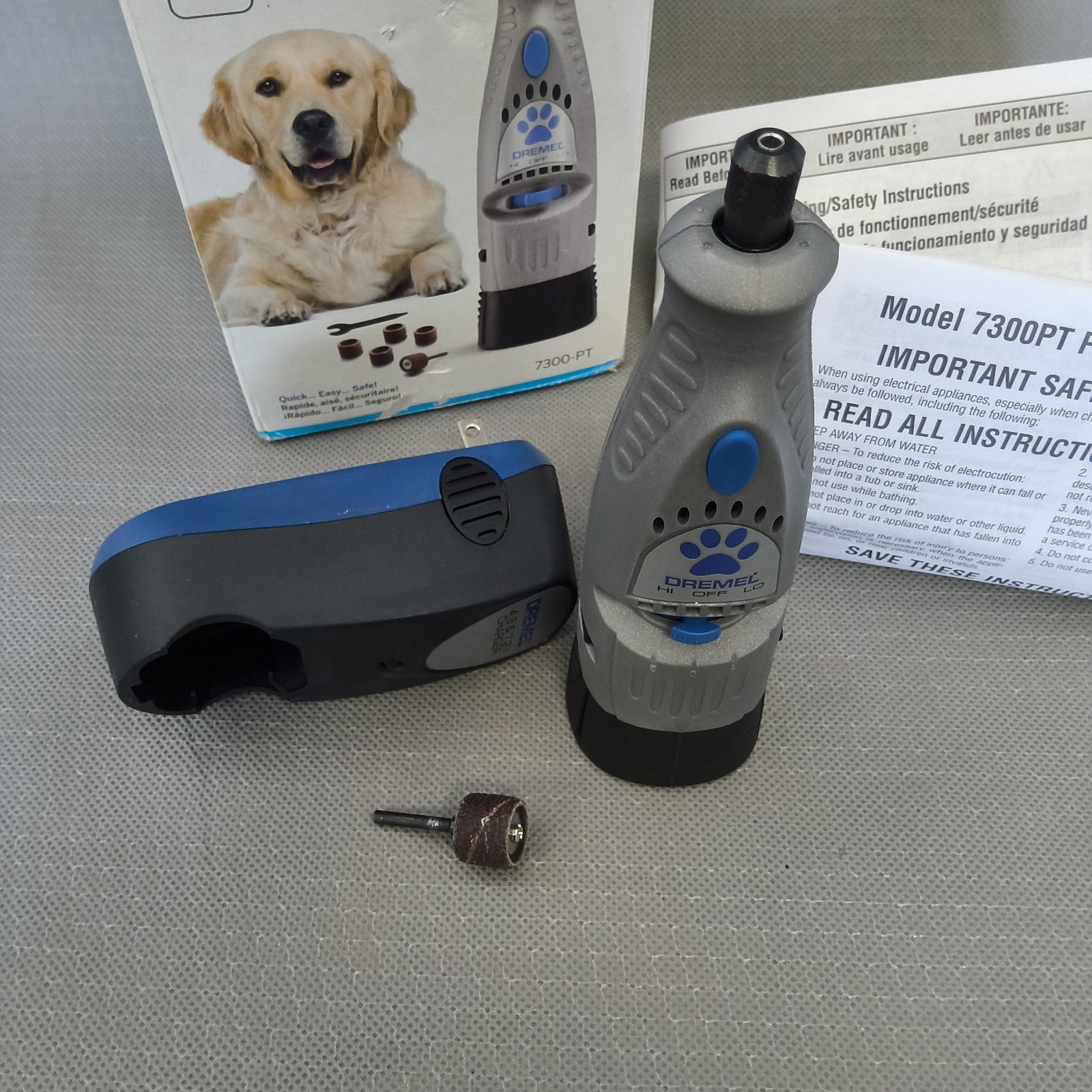 Dremel 7300-PT Rotary Pet Nail Grooming Kit w/ Accessories Charger Dog