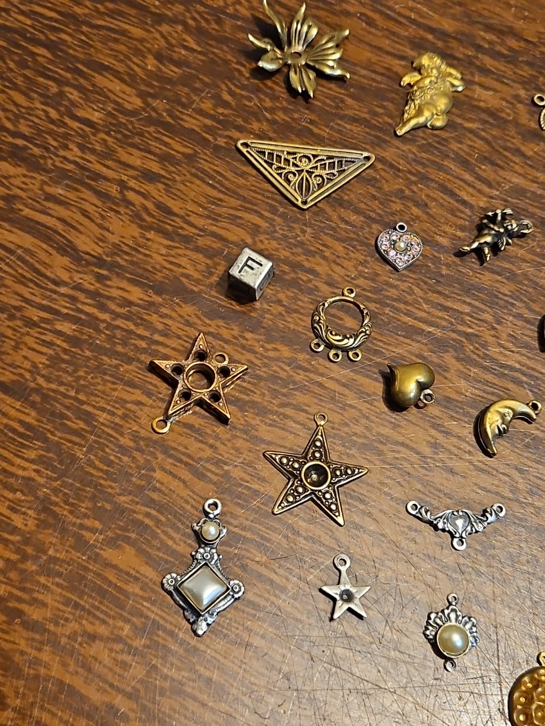 Lot Of 50 Mixed Parts Pcs France Vintage 60s Brass Stampings Findings Jewelry 20
