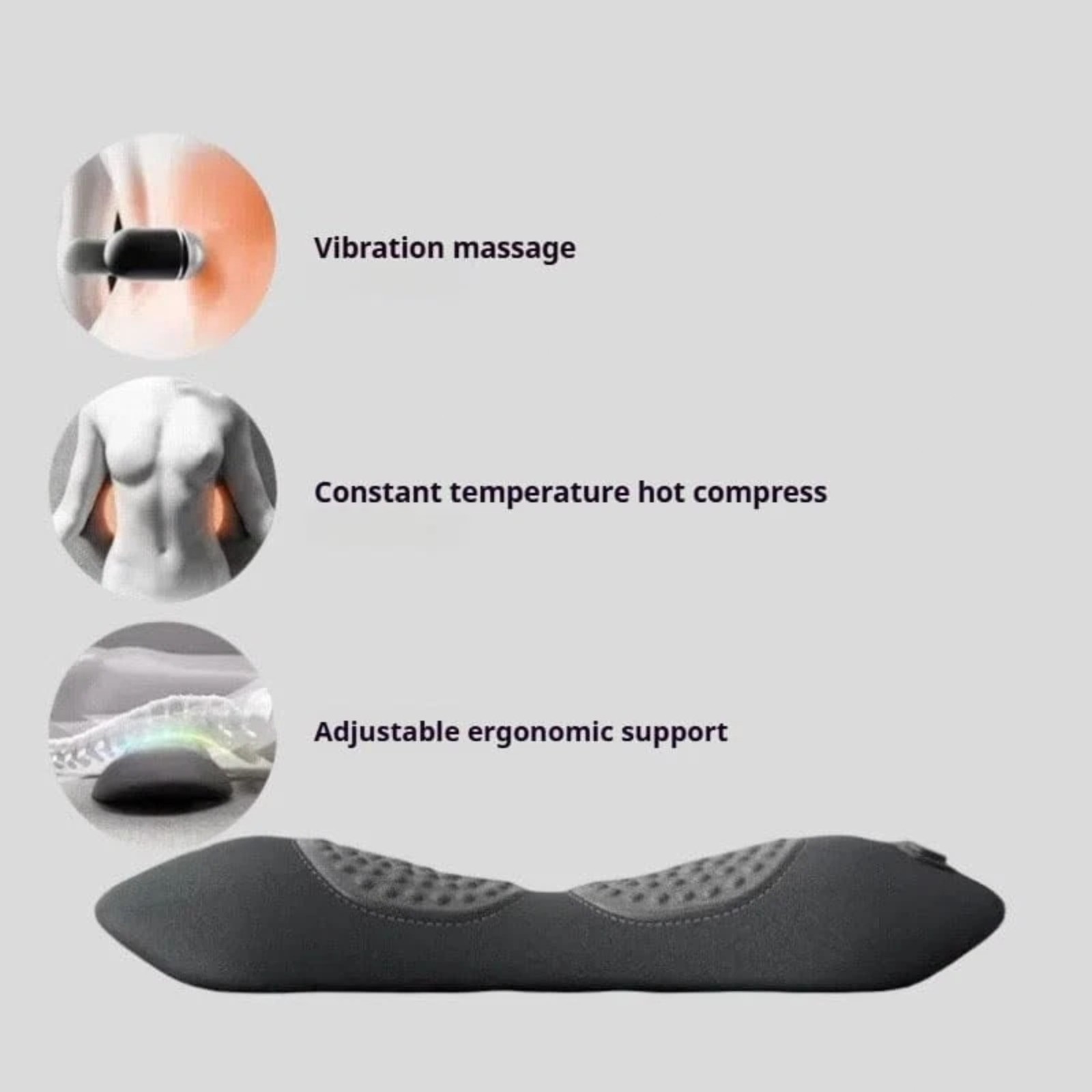 3 In 1 Electric Lumbar Support Pillow Smooth Spine Triple Fusion Back Massager