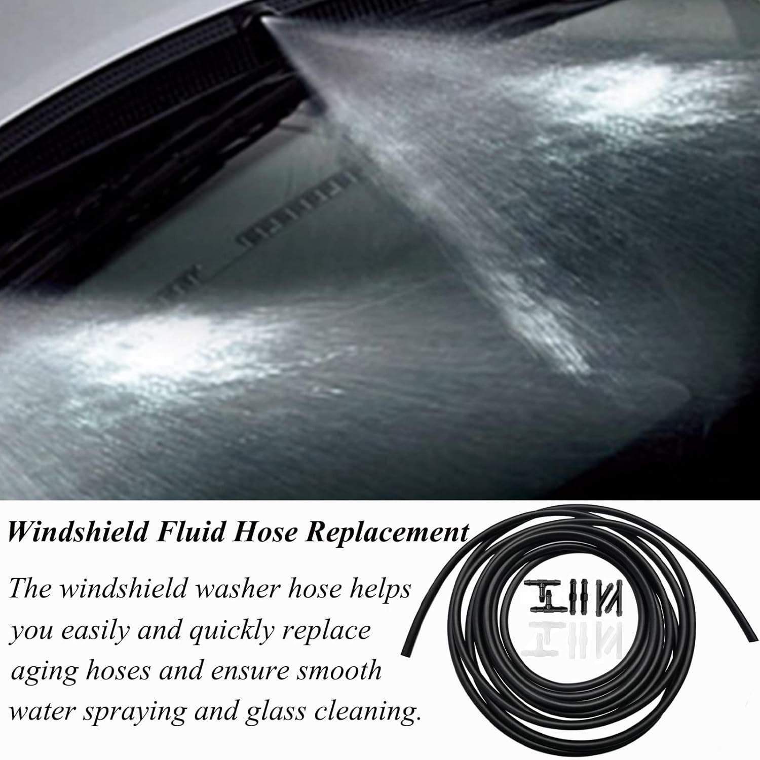 Windshield Washer Hose Kit - Includes 4 Meter Washer Fluid Hose & 12 Pcs Hose