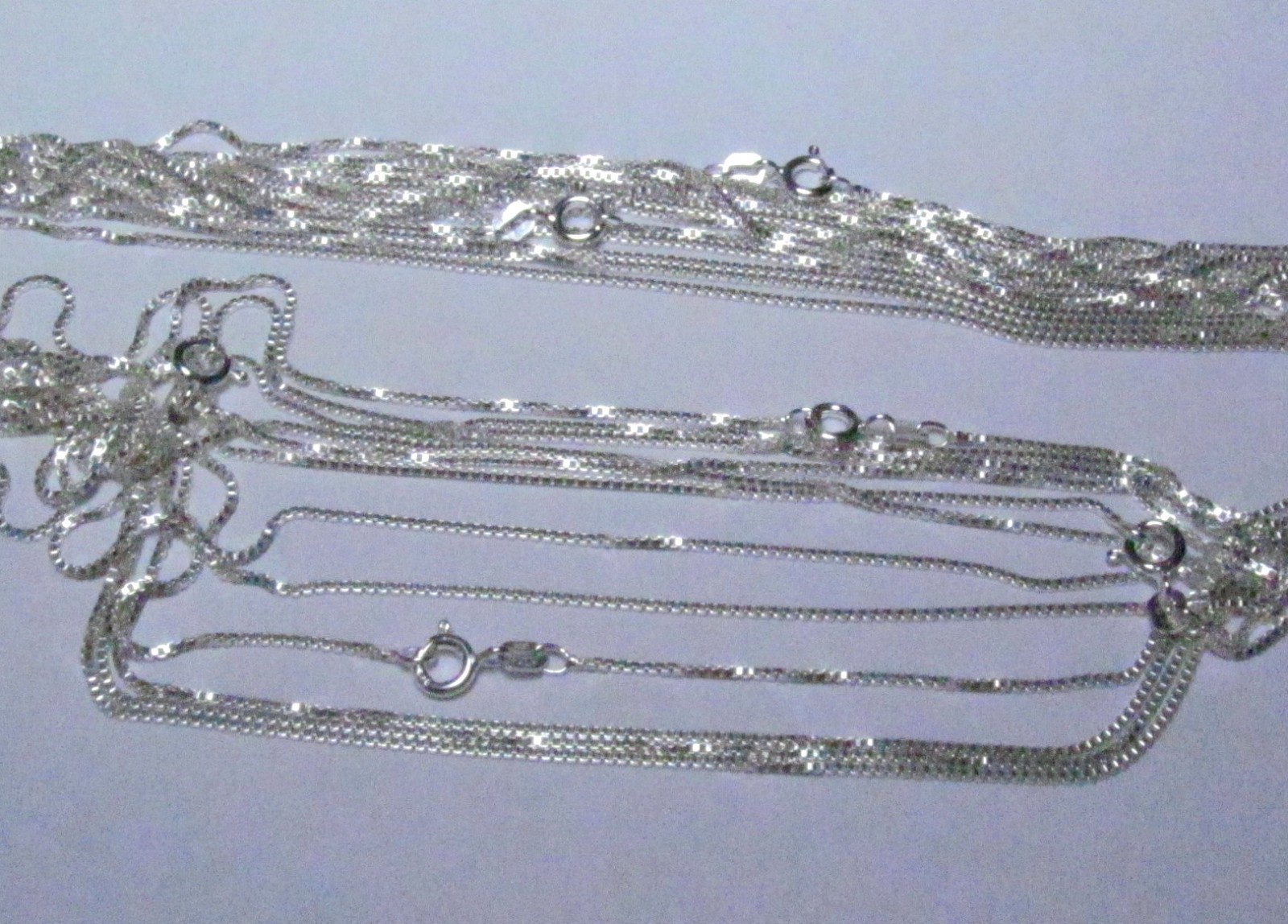 Sterling Silver Box Chain Genuine Necklace Lot 14 - 30 Inch Wholesale Bulk Lot