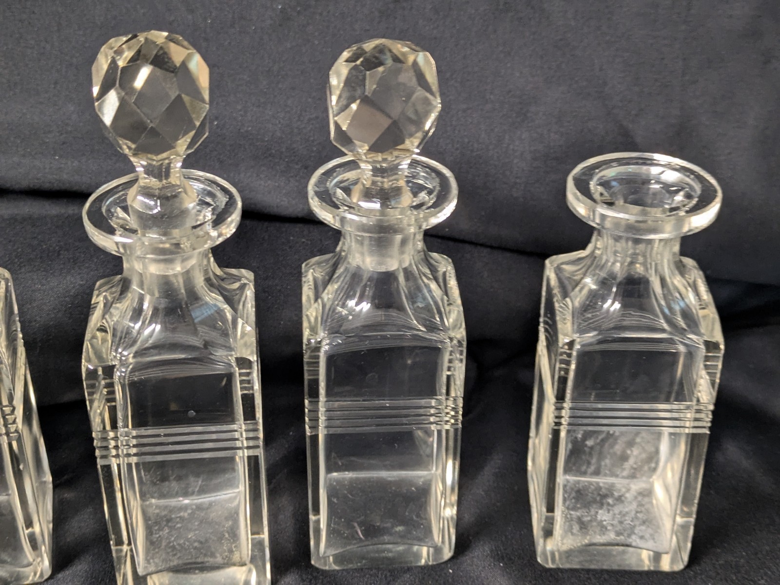 Vintage 6 Bottle Cruet Set with Handles Holder Silver plate Art Deco Condiments