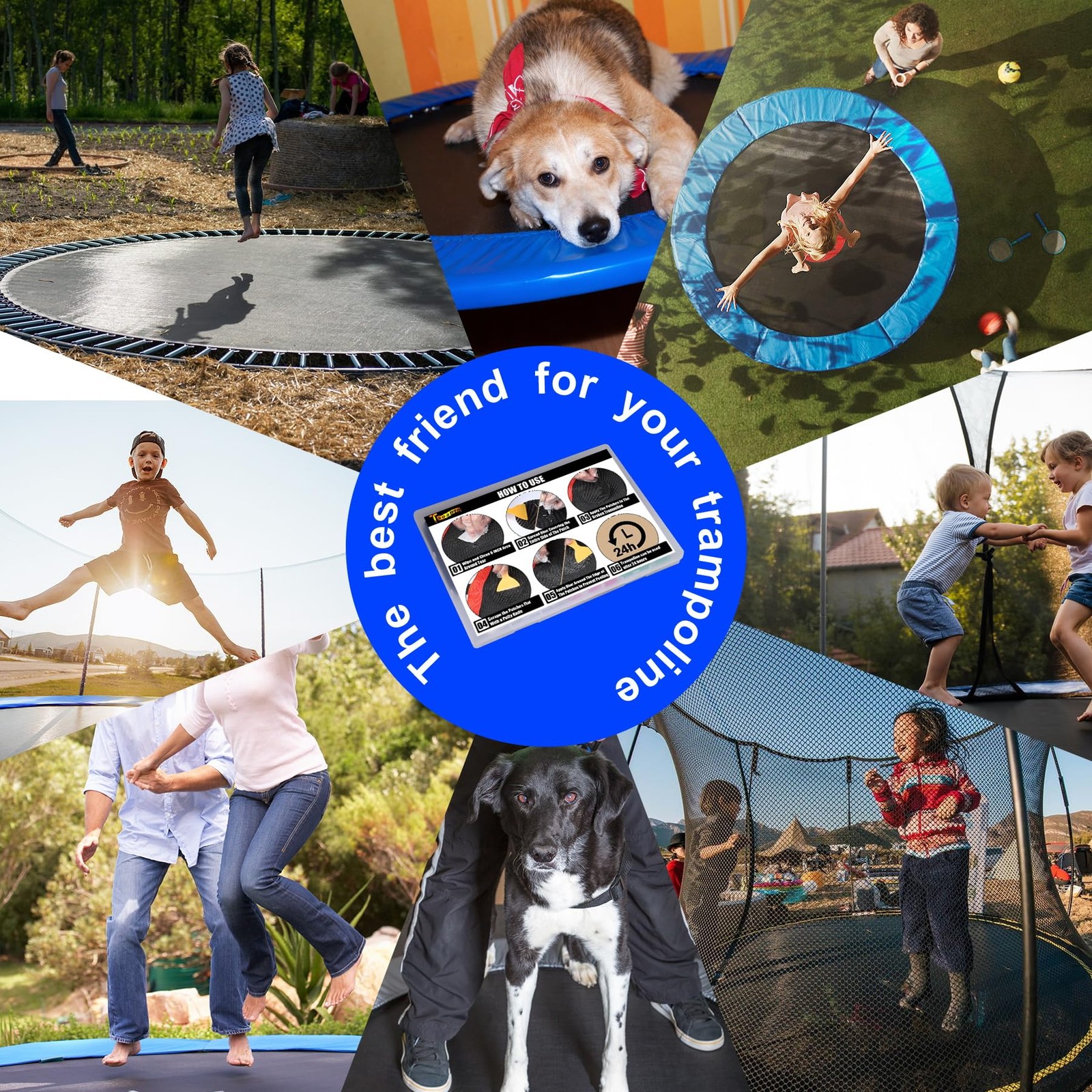 Trampoline Patch Repair Kit 4.1'' Round Square Patches | Repair Trampoline Ma...