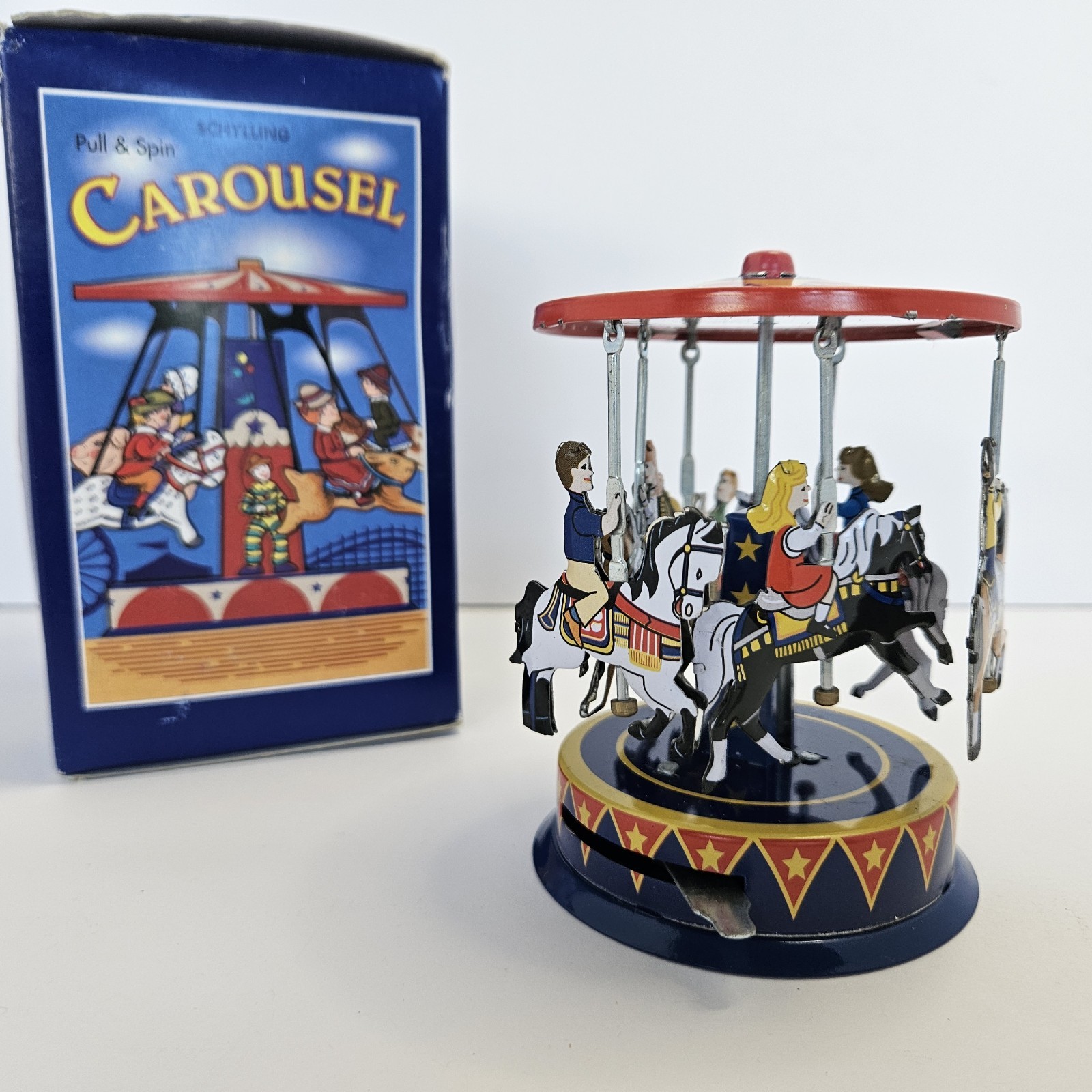 Vintage Schylling Horse Pull & Spin Carousel Collector Series In Box!