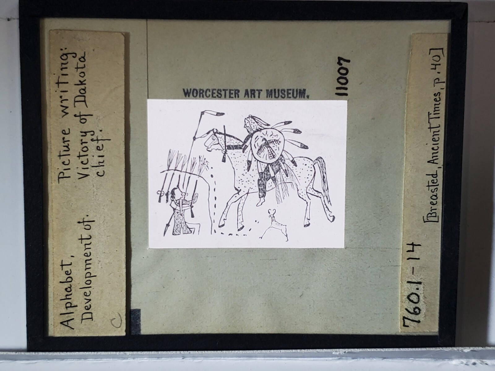 Picture Writing, Victory of Dakota Chief, Magic Lantern Glass Slide