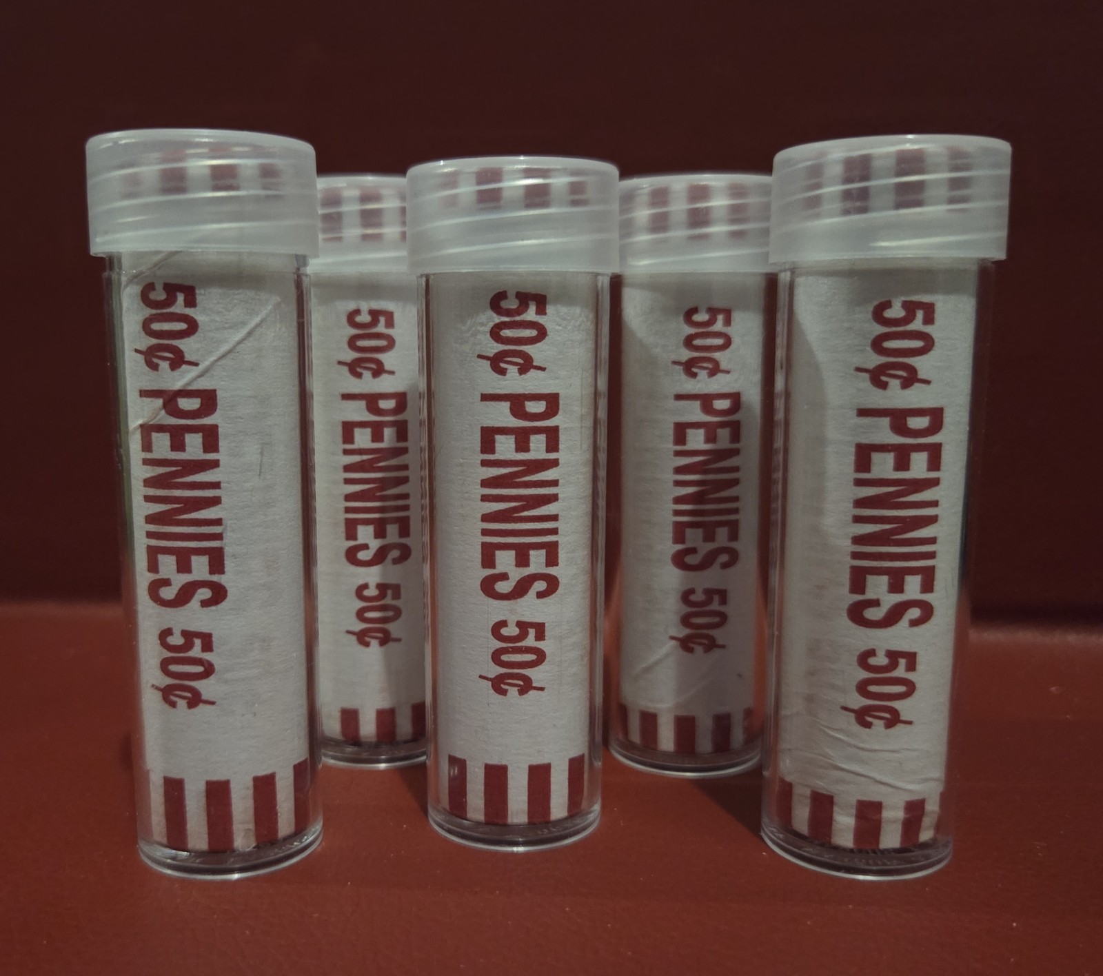 2025 D Penny Rolls, -5- Rolls & 5 Tubes* FREE SHIPPING*LAST YEAR! Uncirculated!!