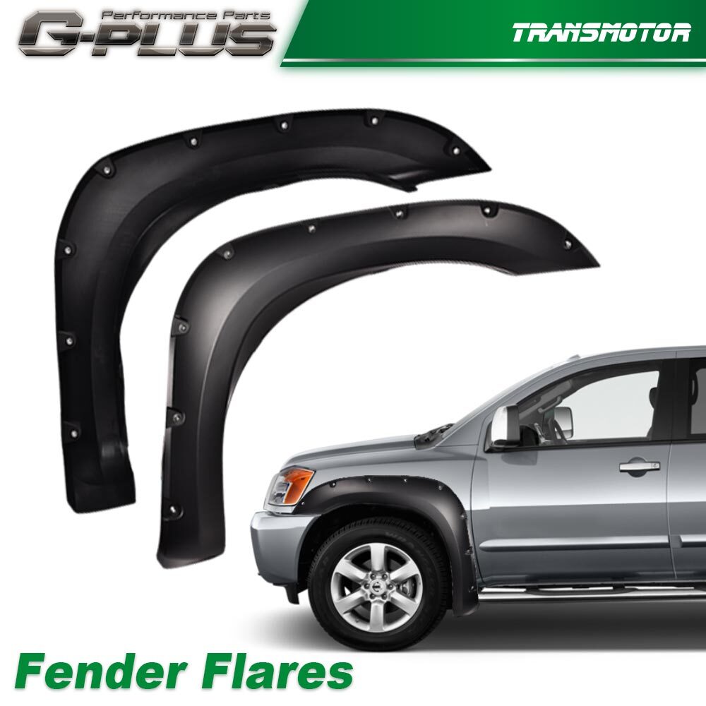 4Pcs Fender Flares Front&Rear Fits For 2004-2015 Nissan Titan Pocket Style Black