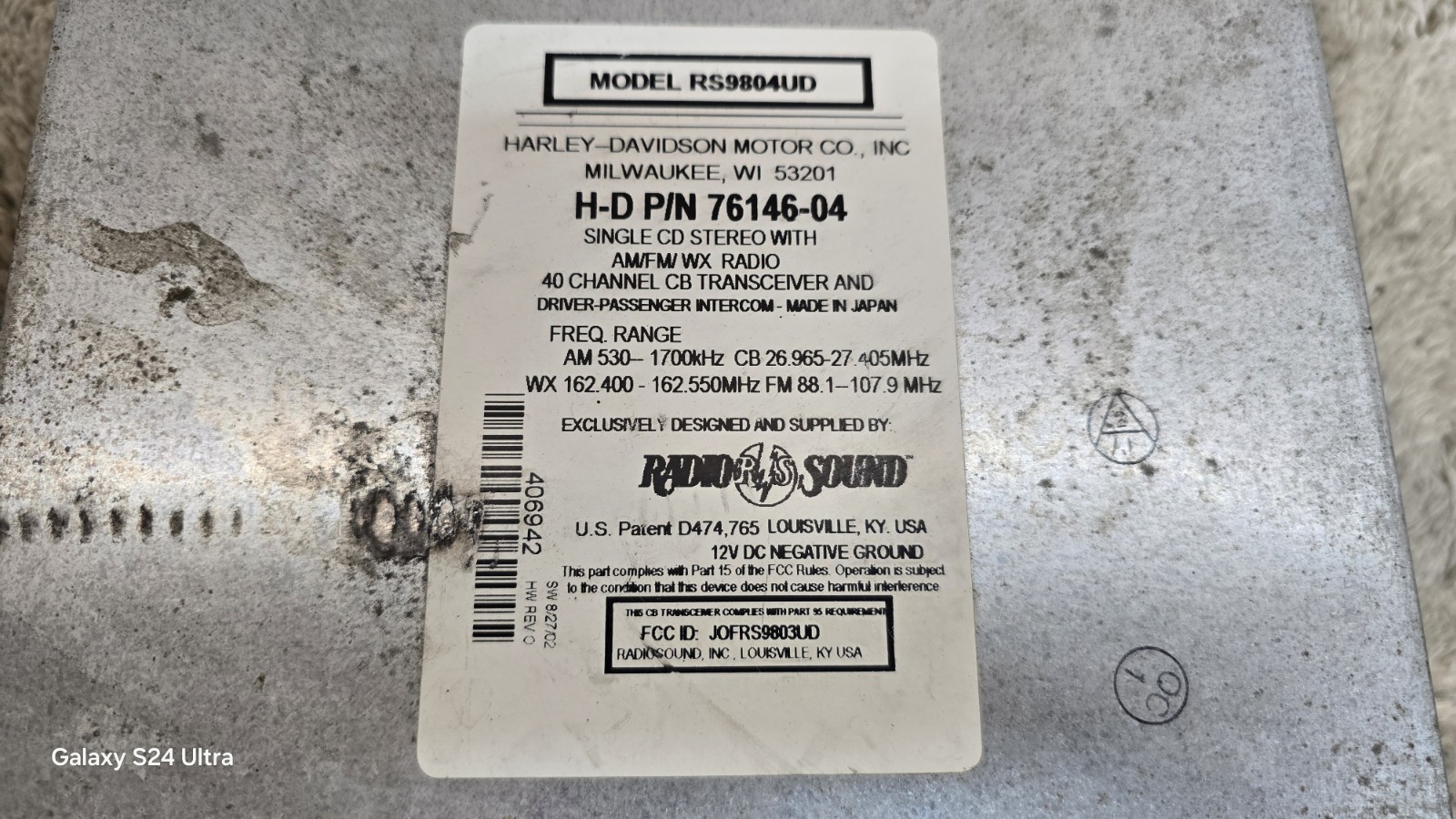 Harley Davidson Radio Touring CB CD 76146-04 04-06