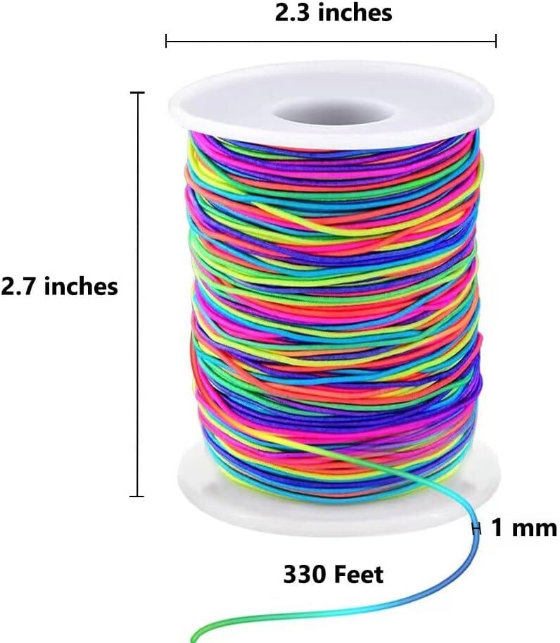 Elastic String for Bracelets, 1mm x 330 Feet Sturdy Rainbow 330 Feet,