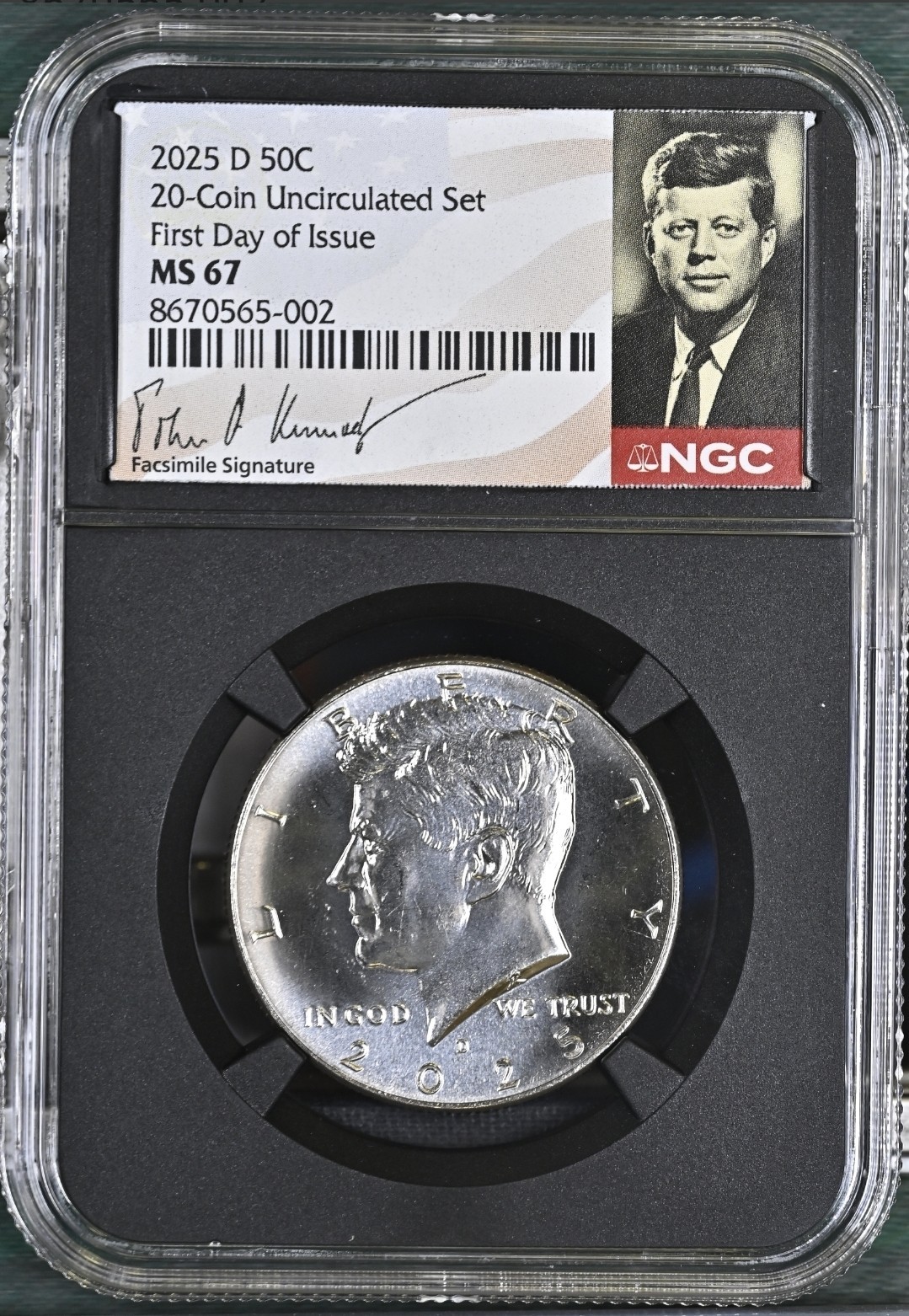 2025 P & D KENNEDY NGC MS67 HALF DOLLAR FIRST DAY ISSUE FDI ,Signed Set 50C