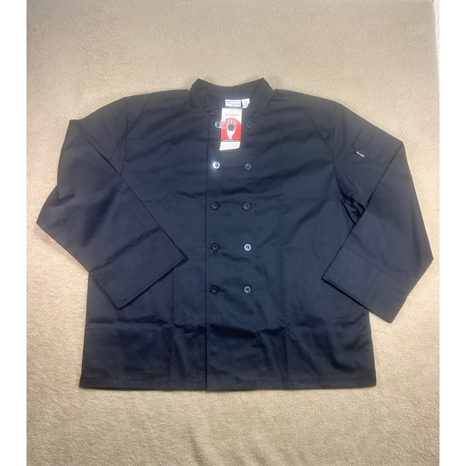Chef Works Mens Black Double Breasted Chef Coat Jacket Size 3XL