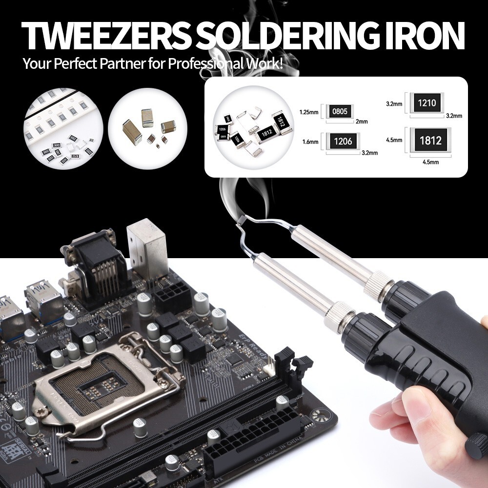YIHUA 938BD+ Tweezers Soldering Station 2 in 1 Soldering Iron Kit Rework Station