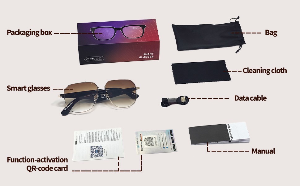 AI Smart Glasses for Men&Women Bluetooth Open-Ear Speakers for Music Call Work