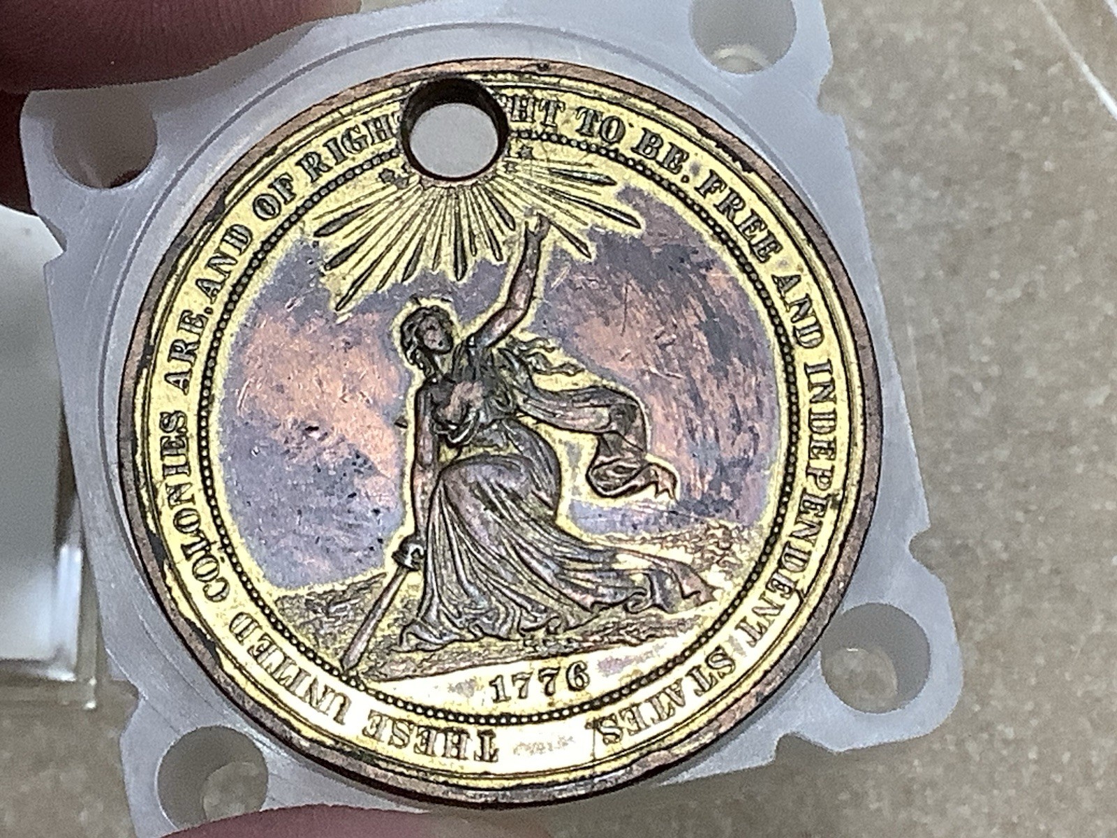 1876 US Centennial Expo Official Medal Hk-22 Gilt So Called Dollar