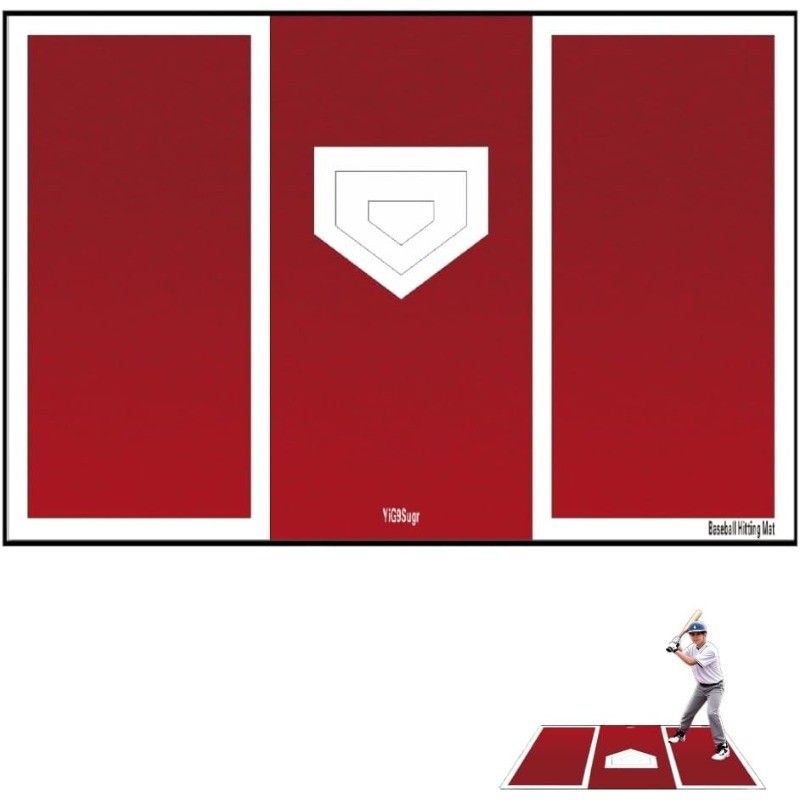 Baseball and Softball Hitting Mat for Batting Stance Practice