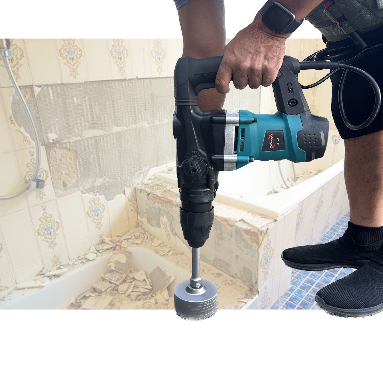 1600W SDS Max Rotary Hammer Drill Chipping Hammers Chisels & Concrete Hole Saw