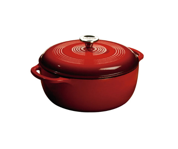 Lodge 6 Quart Red Essential Enamel Cast Iron Dutch Oven