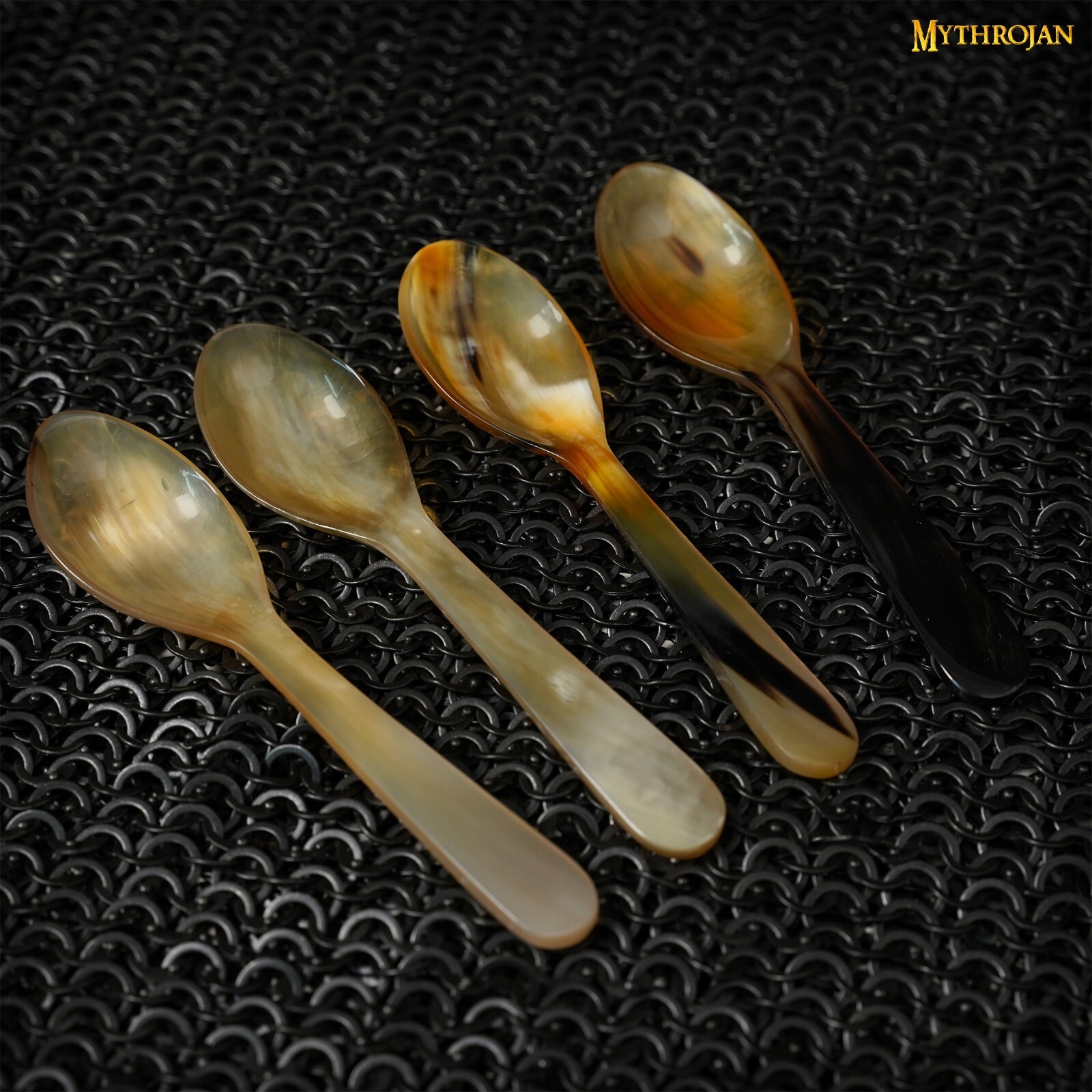 Medieval Genuine Horn Spoon Handcrafted For Viking Events Cosplay 4 Pcs 6.5 Inch