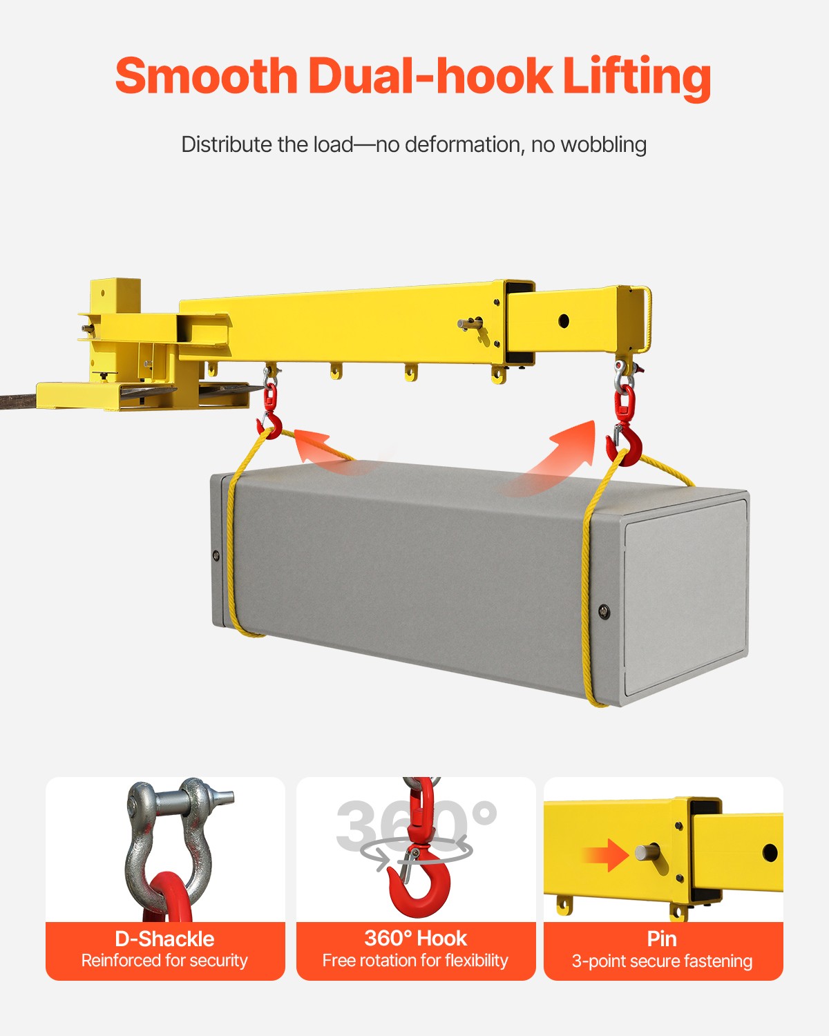 Forklift Jib Boom Crane 6000lbs Forklift Mobile Crane with 2 Hooks