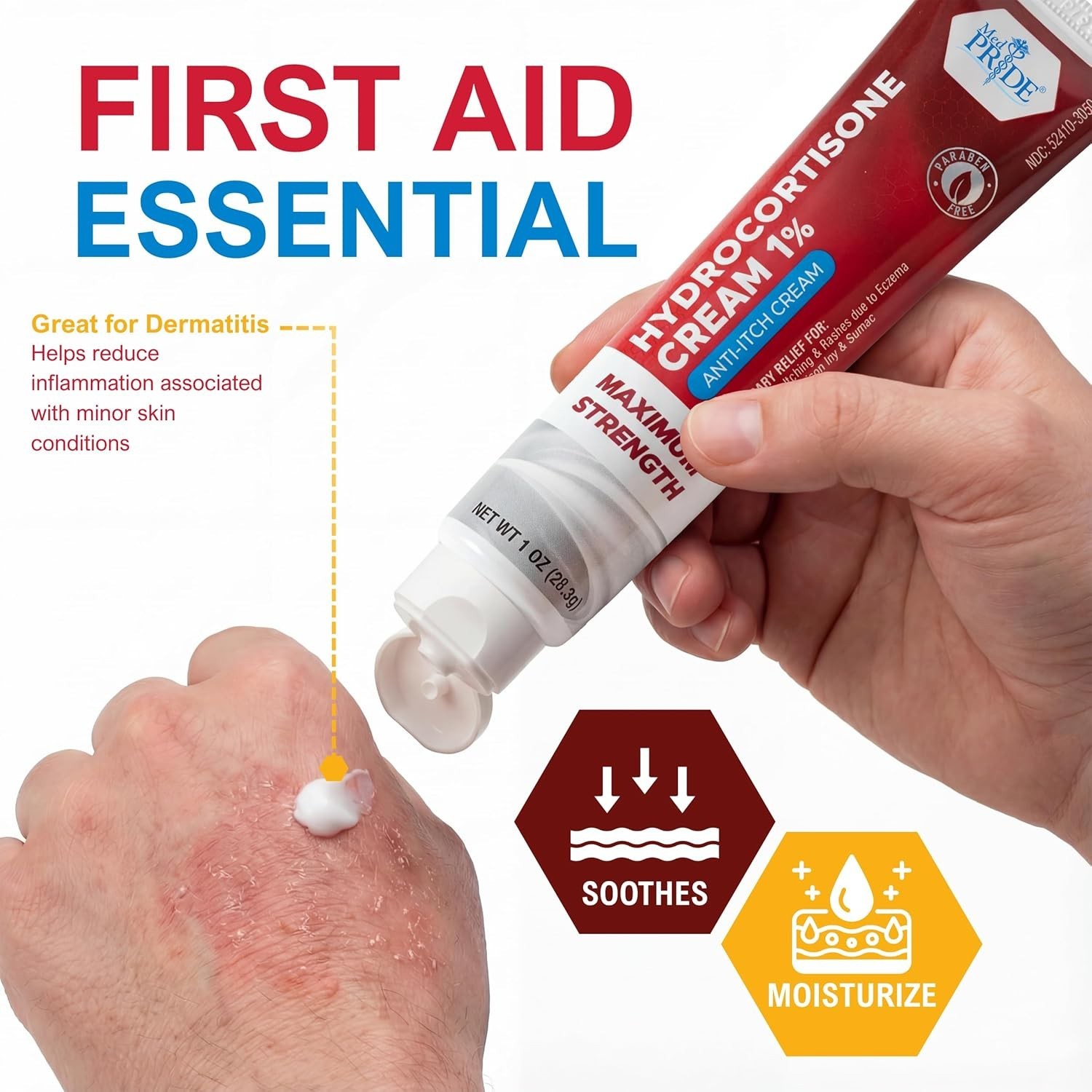 MED PRIDE Hydrocortisone Cream 1% 1oz Anti-Itch Skin Eczema Rash Relief 2-16ct