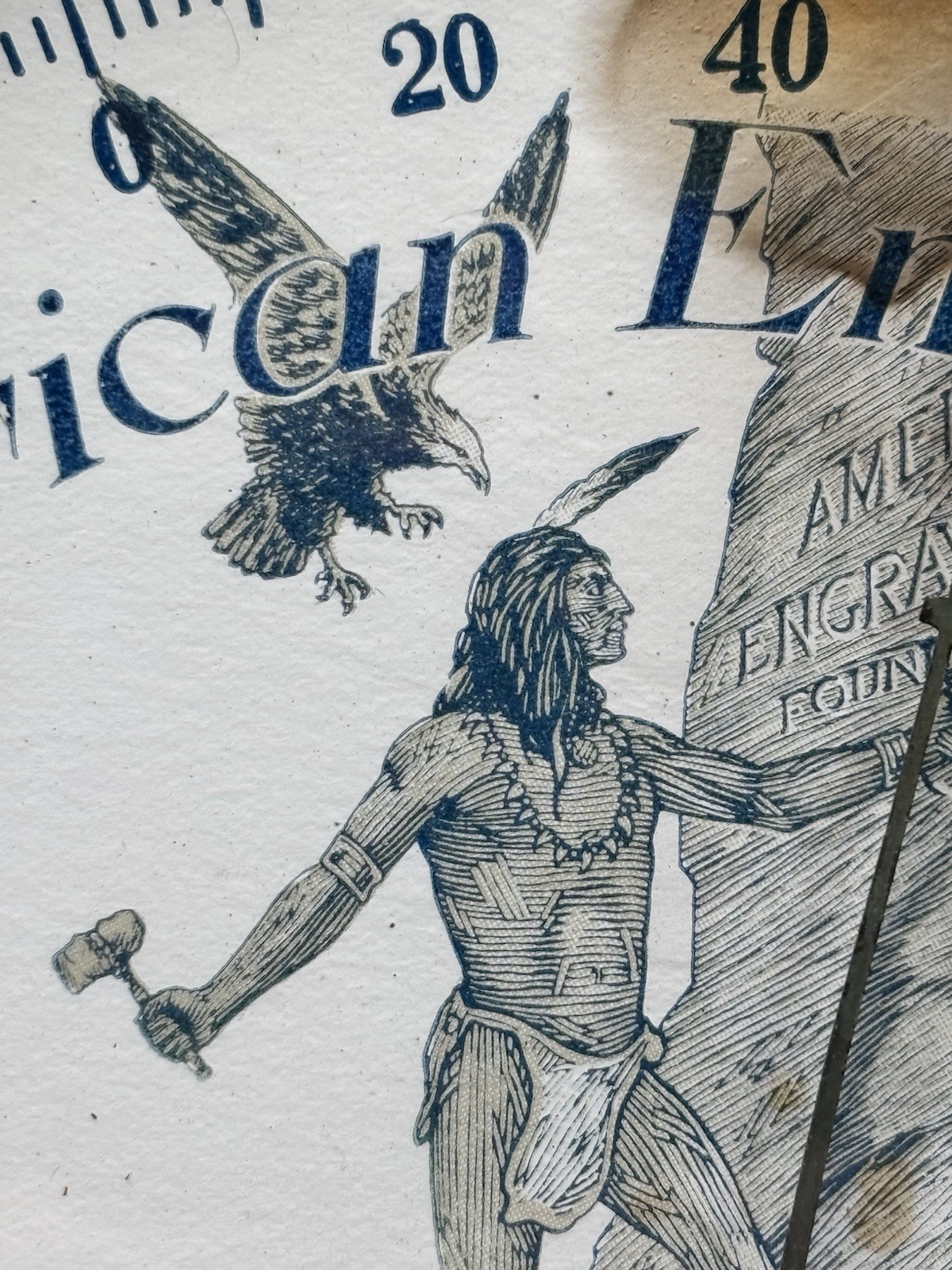 Antique Original RARE American Engraving Thermometer Trade Sign Indian Eagle MA