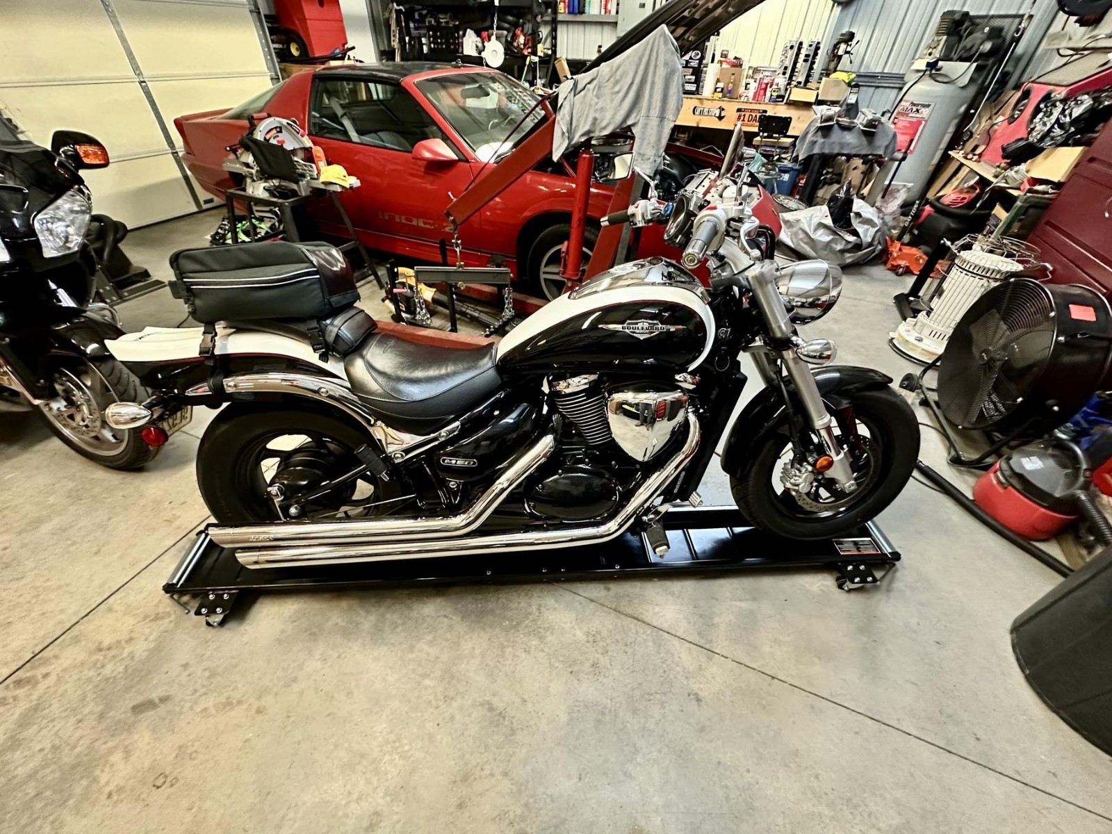 1250 lb Low Profile Motorcycle Dolly Heavy Duty Tilt Handles Garage Transport