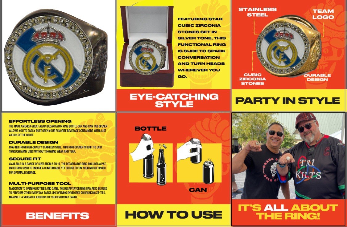 The REAL MADRID Champion deCAPitator ring bottle cap and can tab opener!