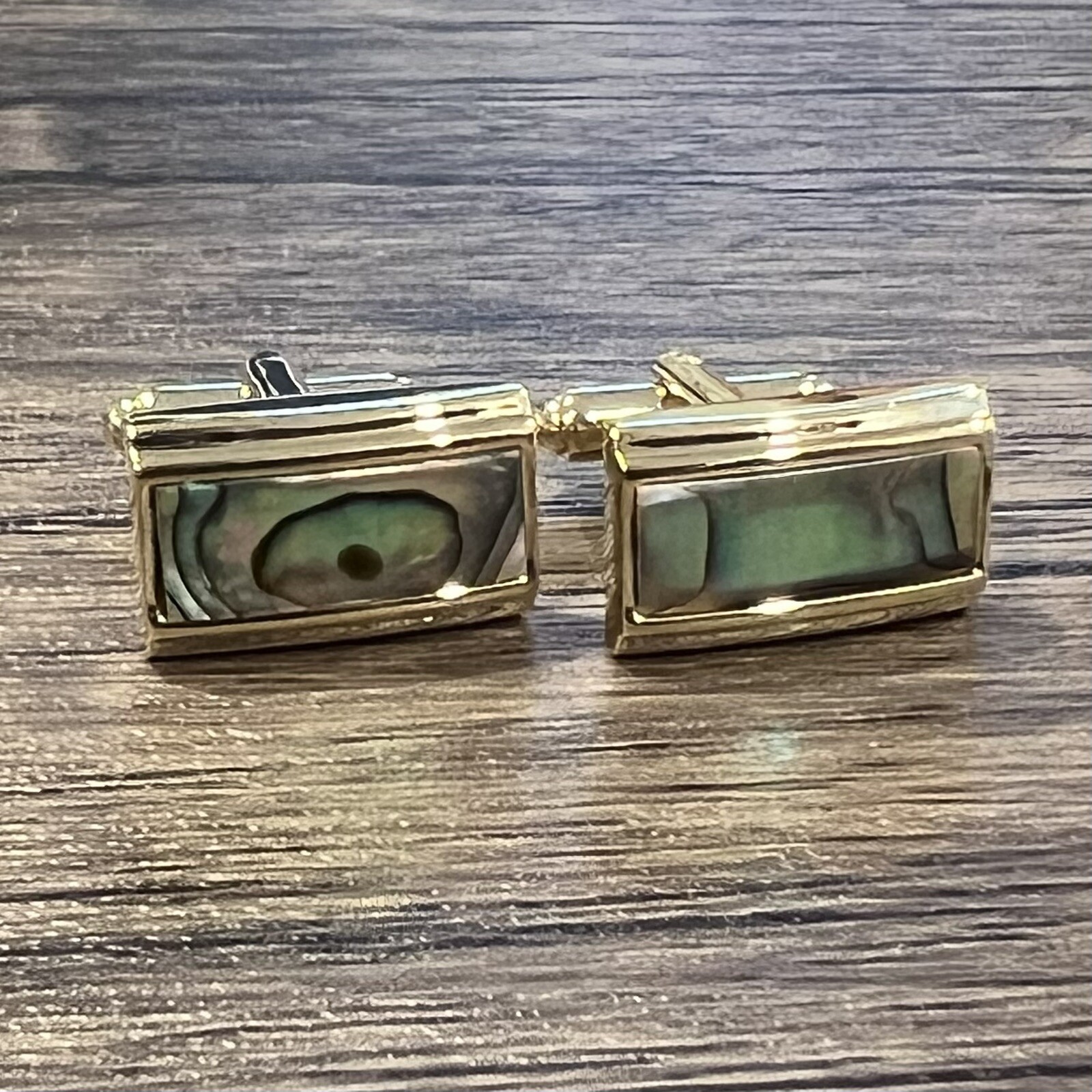 Gold Frame Abalone Cufflinks For Men Birthday Wedding Rectangle Abalone Cufflink