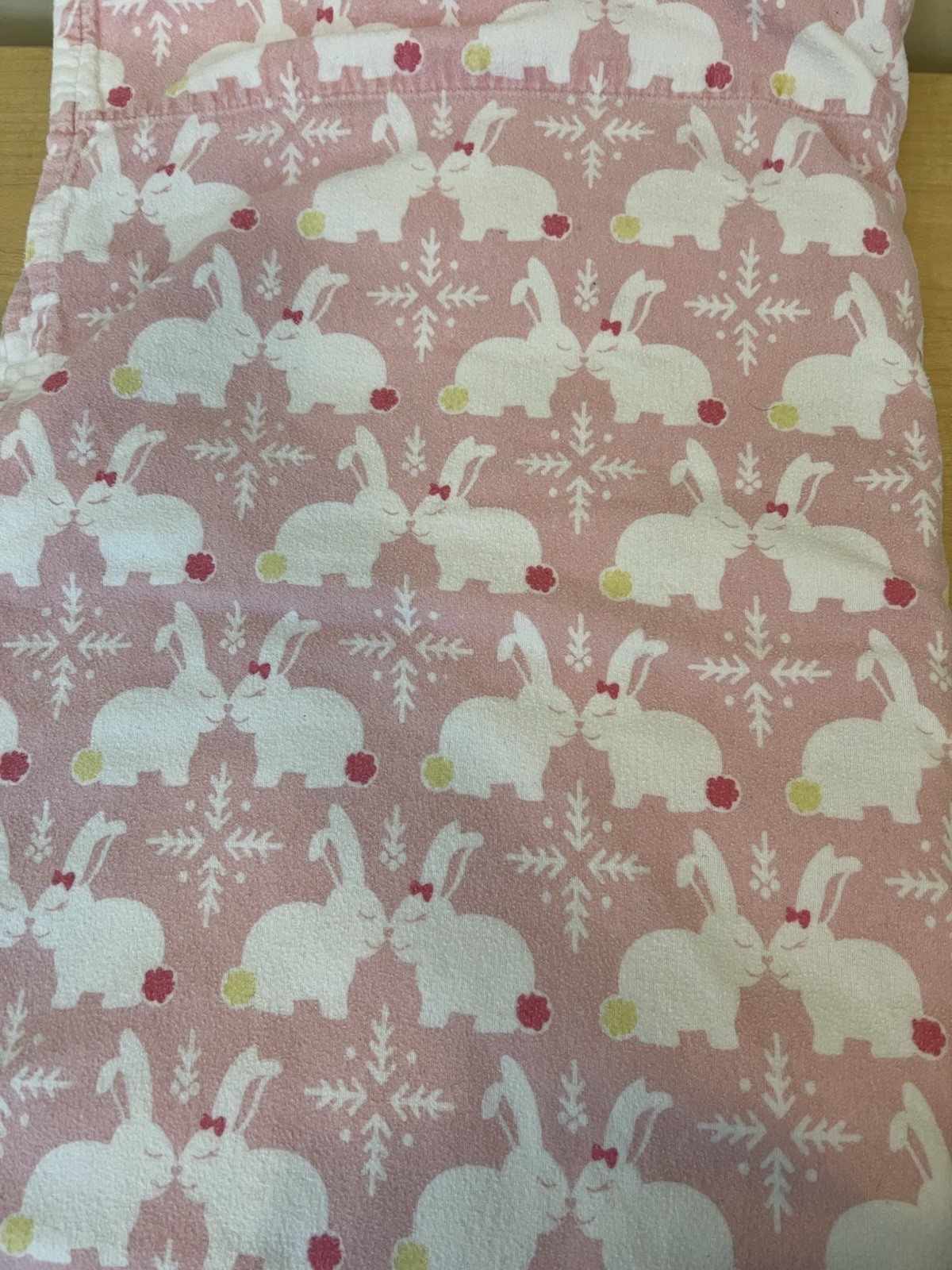Circo Size TWIN Pink Flannel Bunny Rabbit Flat Sheet & Pillowcase