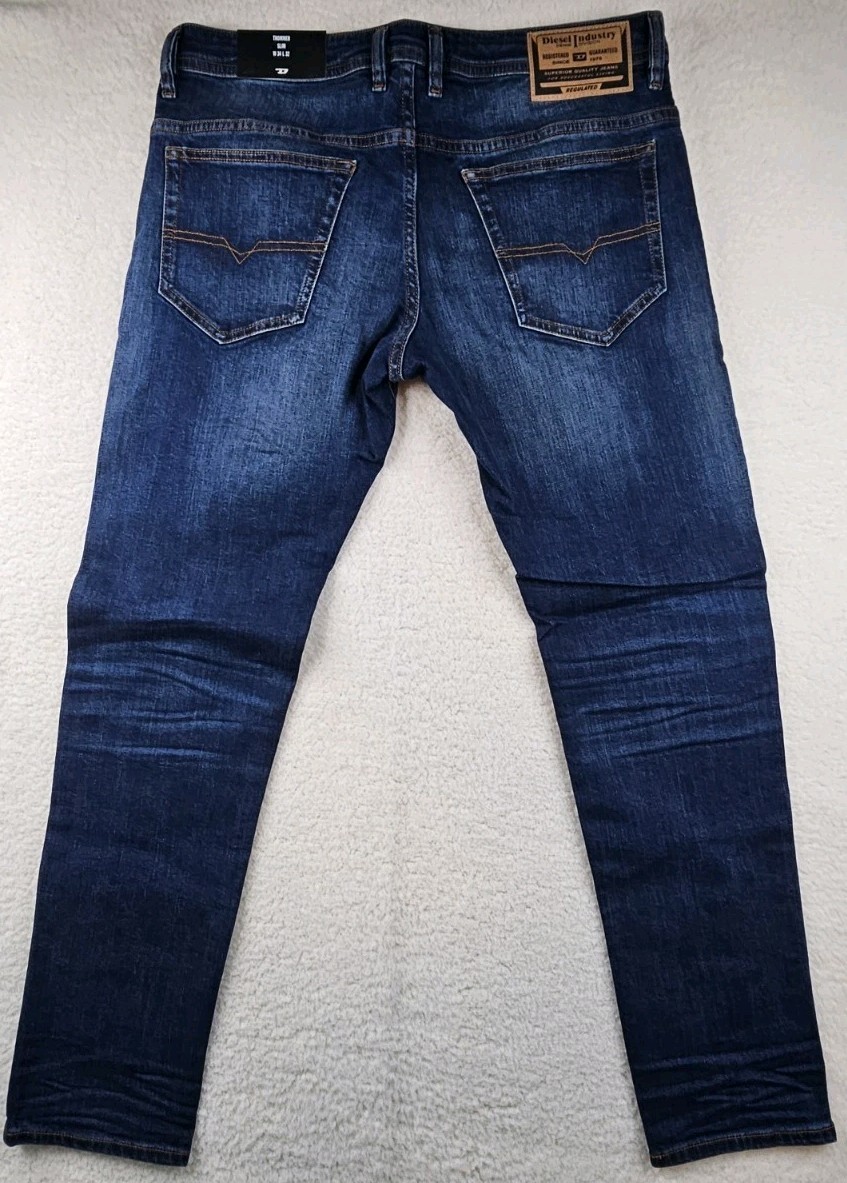 Diesel Thommer-R Slim Fit Jeans Mens 34x32 Mid Blue Denim RB062 MSRP$250