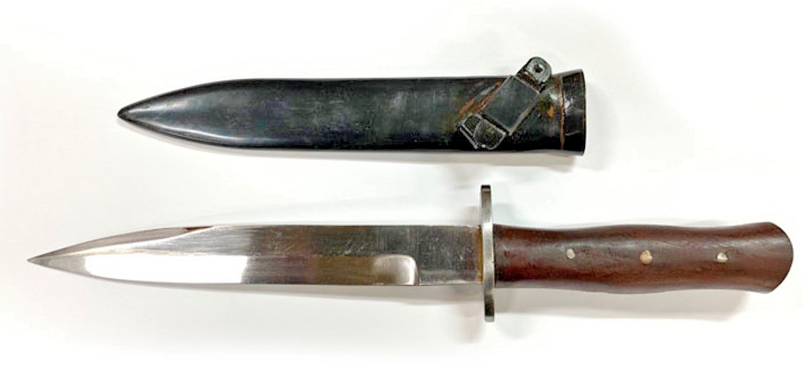 WWII Italian M91 KA Fighting Knife w/ Scabbard - Belt Bar - WW2 Reproduction
