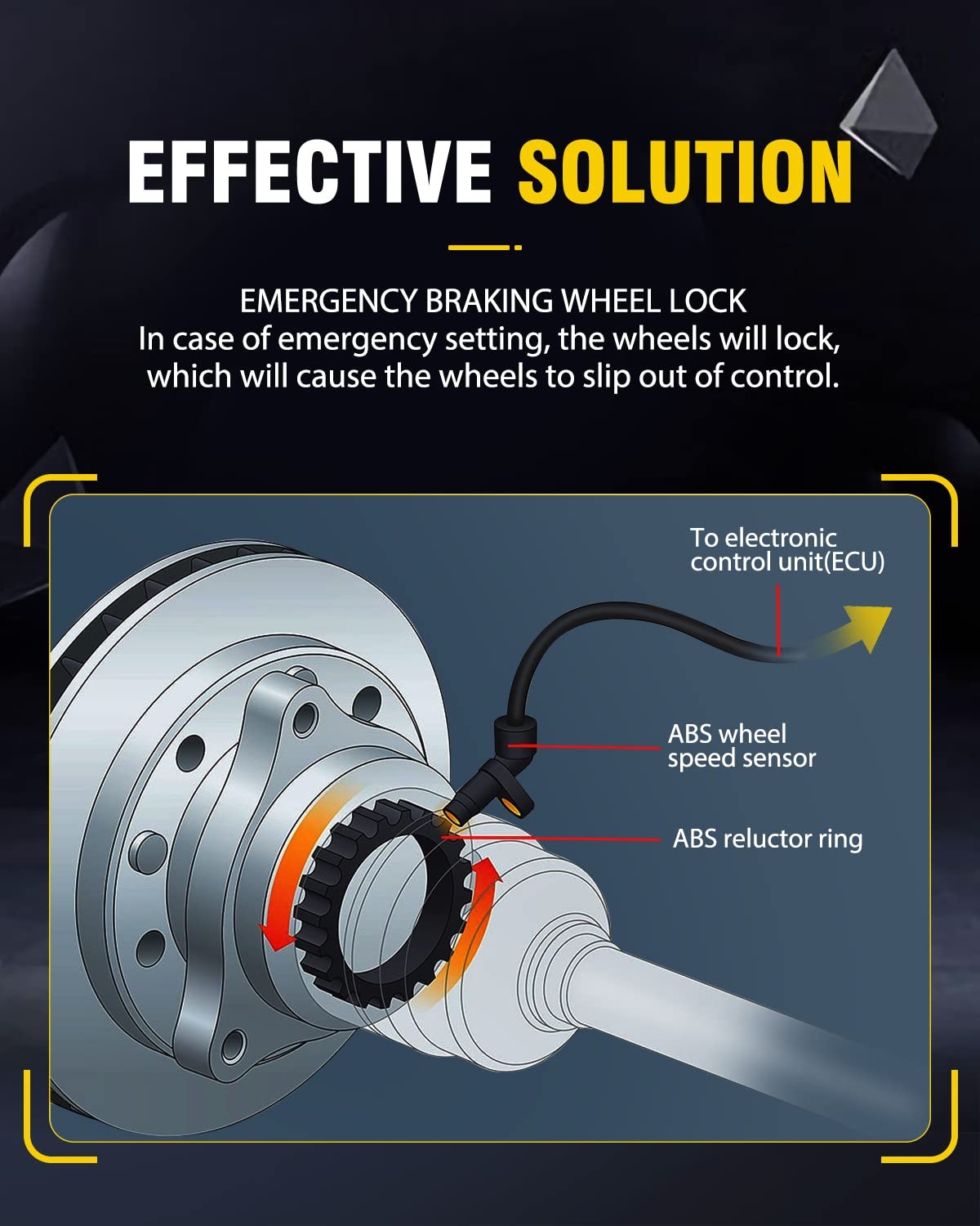 ABS Wheel Speed Sensor Front, Compatible for Jeep Grand Cherokee 2005-2010, C...