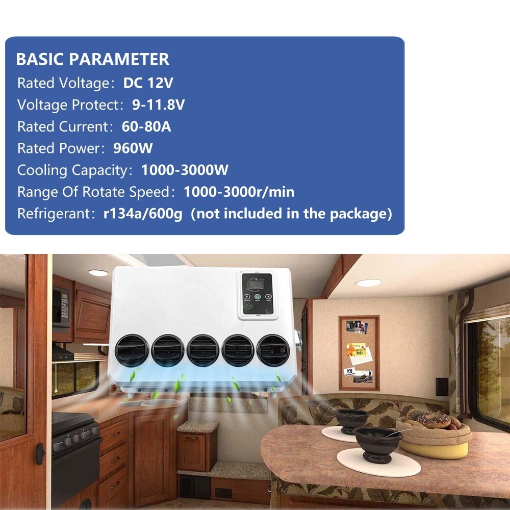 12V RV Air Conditioner 12000 BTU Split Car AC Unit Kit Fit Truck Cab Bus Caravan